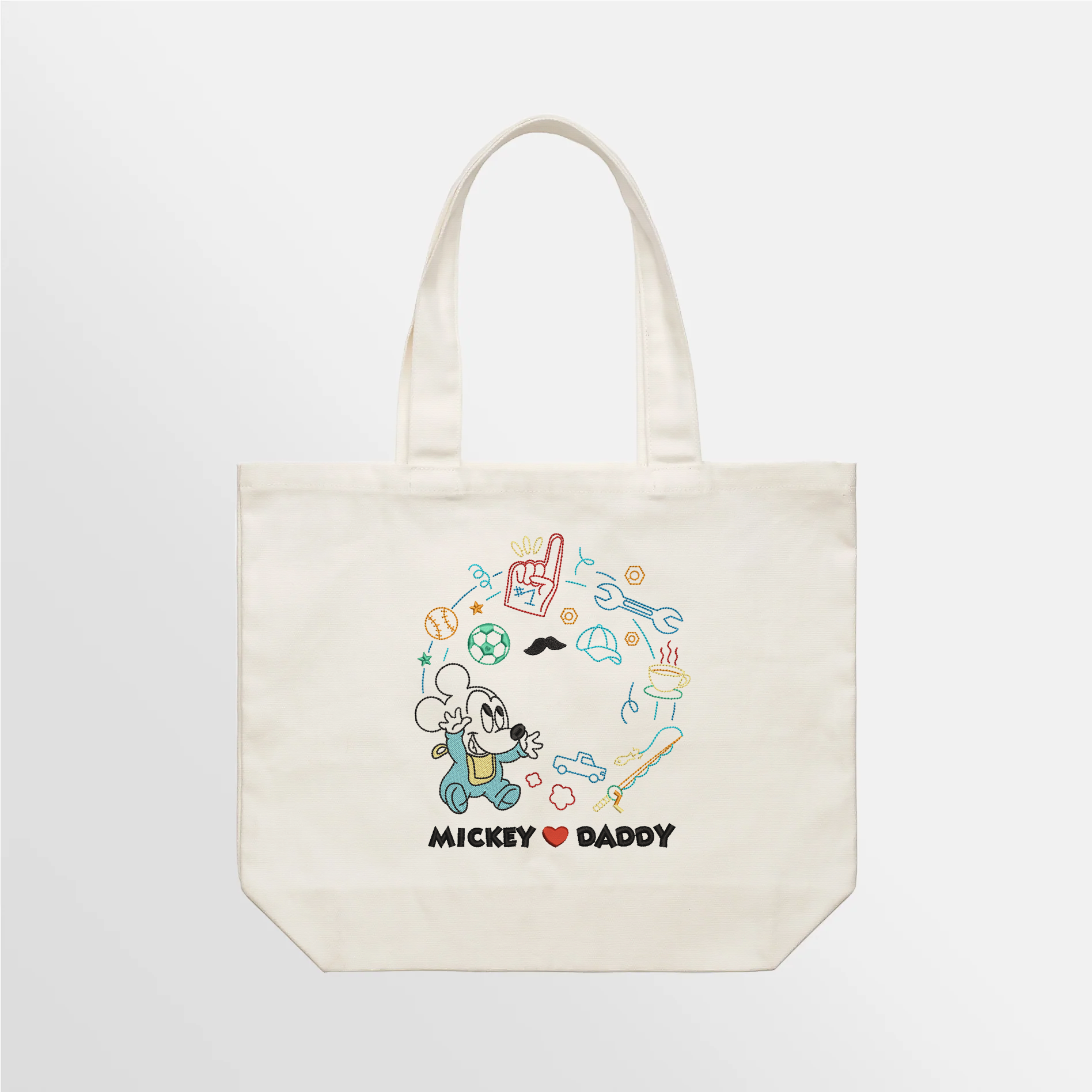 M Loves Daddy Embroidered Tote Bag