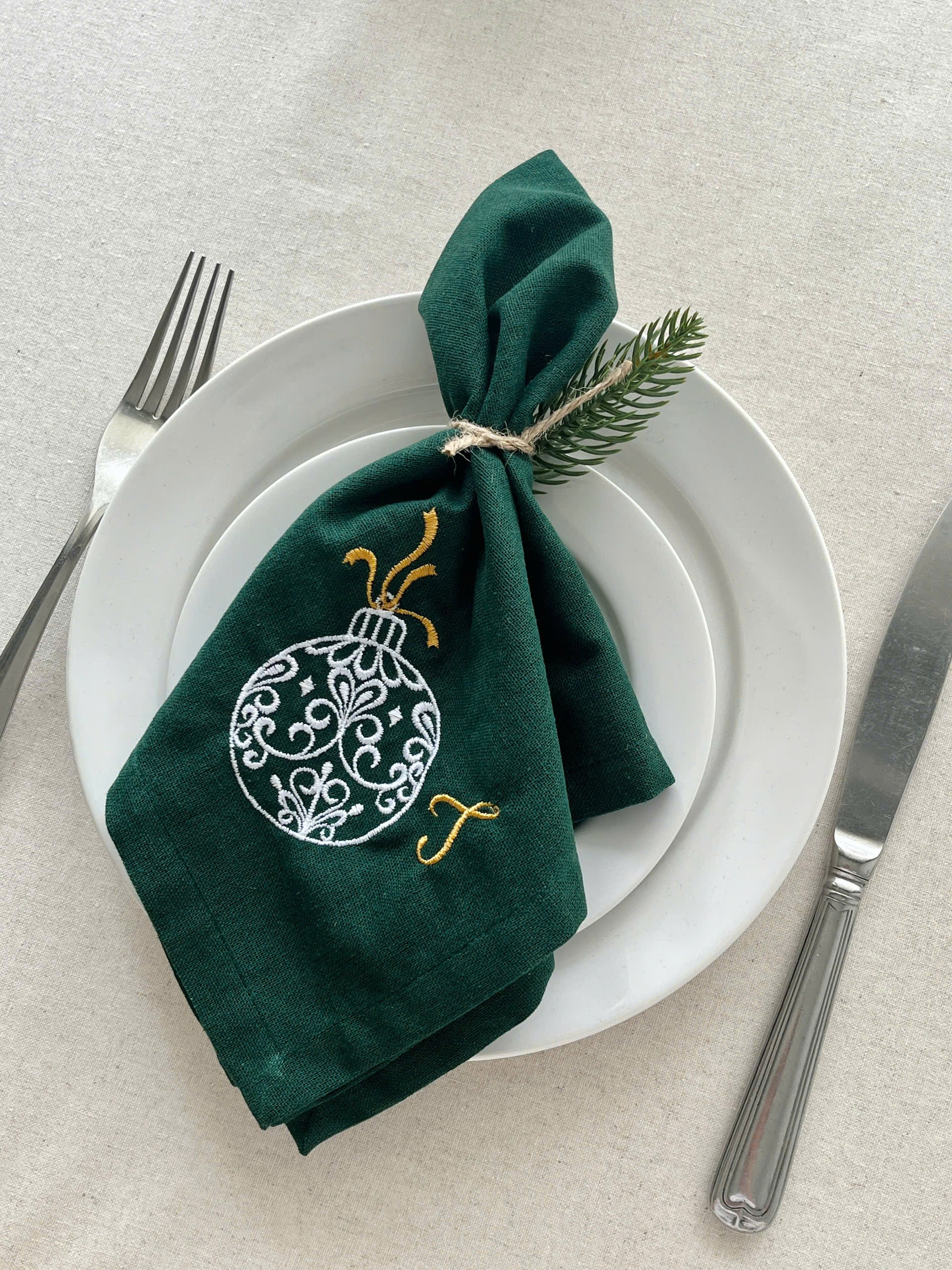 Baube Embroidered Napkin - Set of 4 - Customizable
