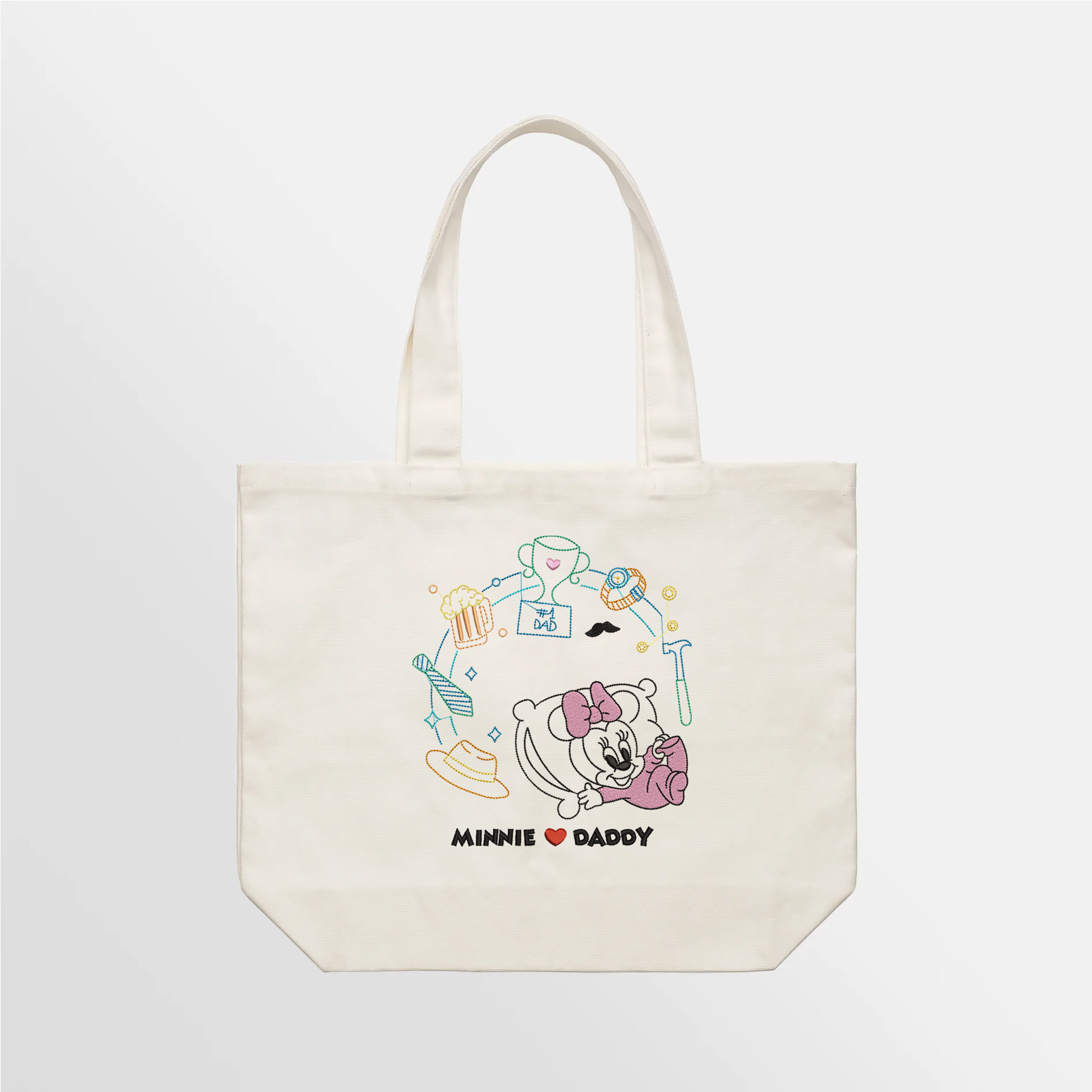 Mi Loves Daddy Embroidered Tote Bag