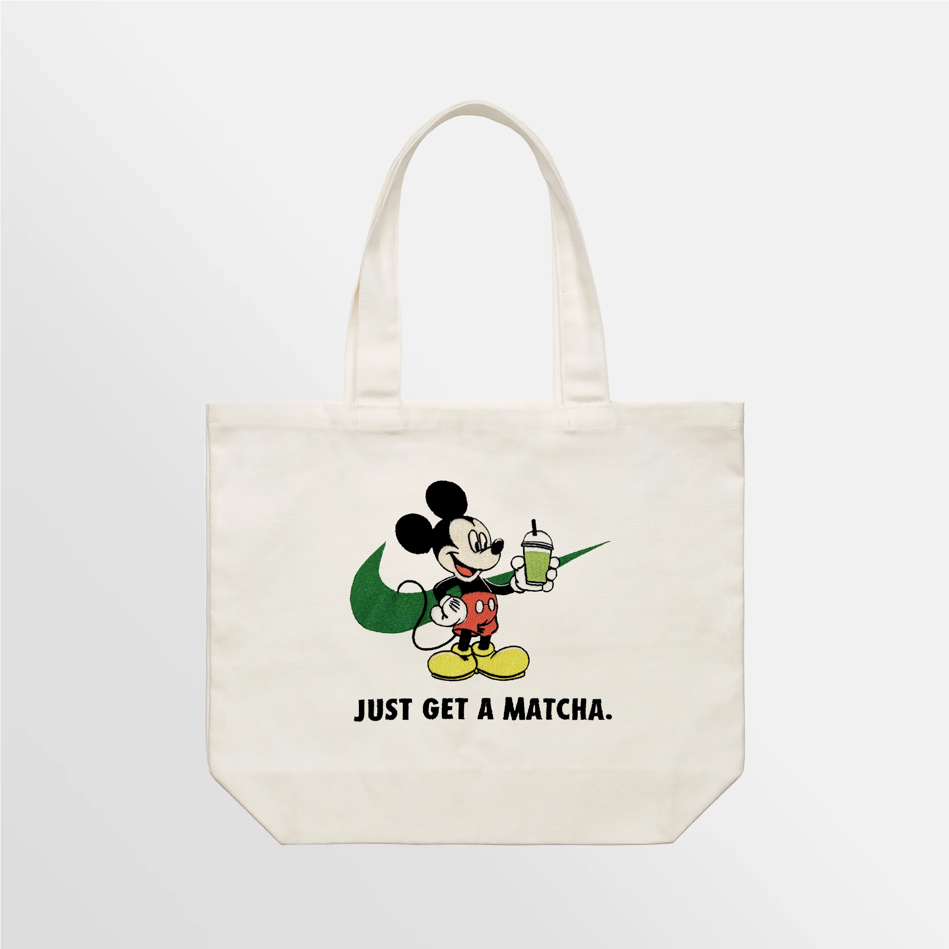 Just Get A Matcha Embroidered Tote Bag