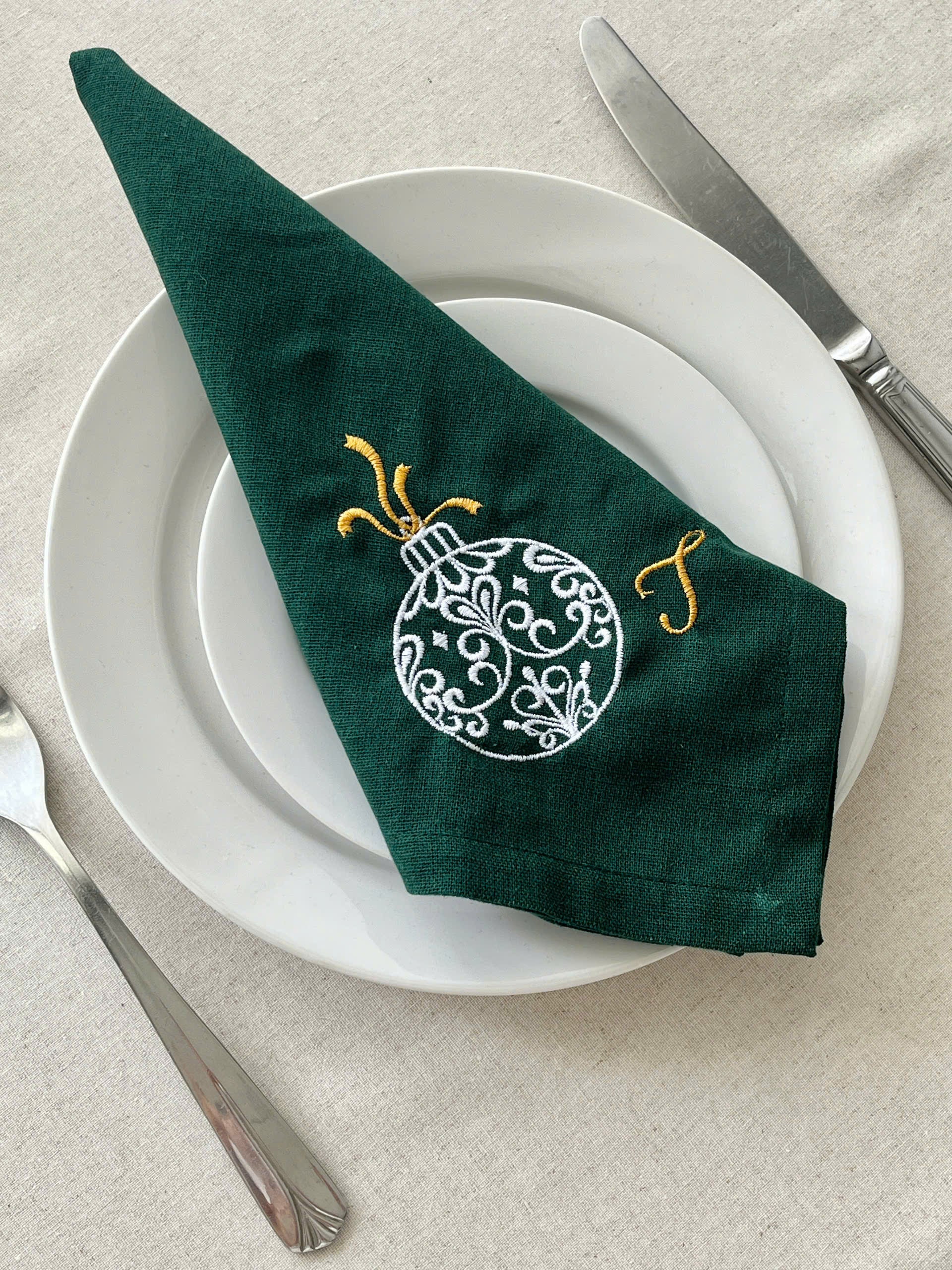 Baube Embroidered Napkin - Set of 4 - Customizable