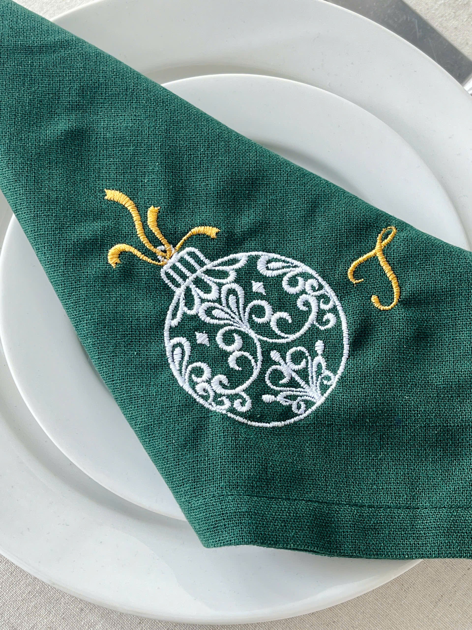 Baube Embroidered Napkin - Set of 4 - Customizable
