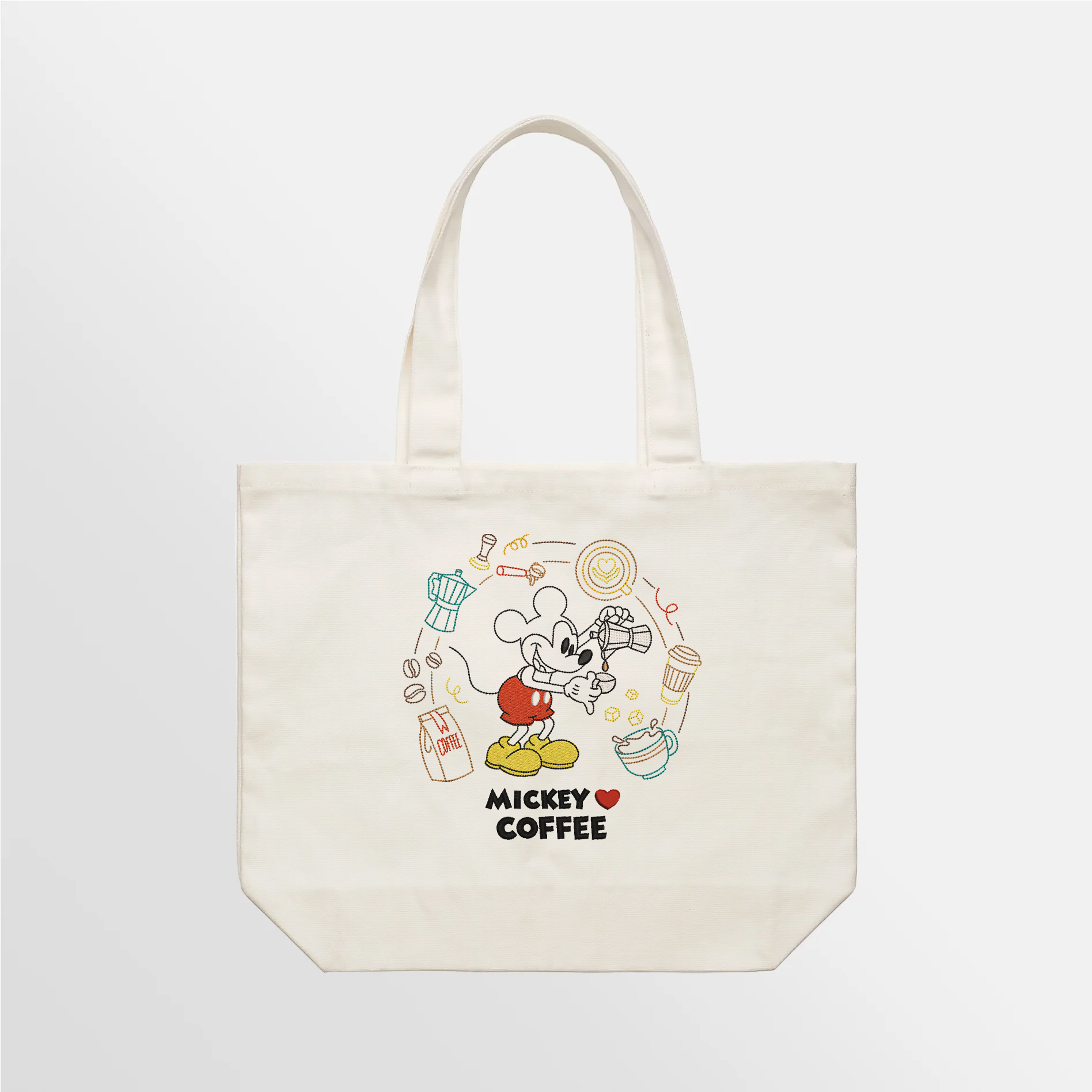 M Loves Coffee Embroidered Tote Bag