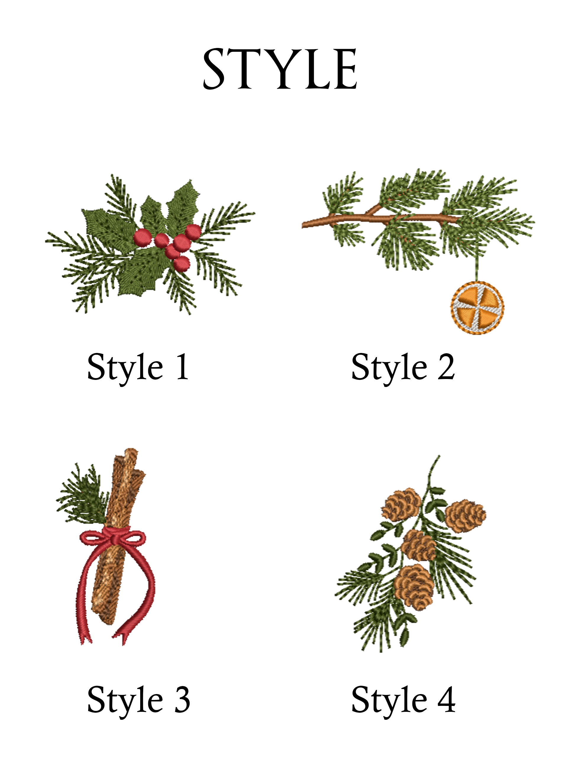 Christmas Motif Embroidered Napkin - Set of 4 - Customizable