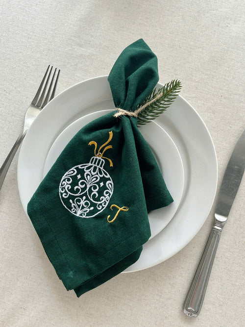 Baube Embroidered Napkin - Set of 4 - Customizable