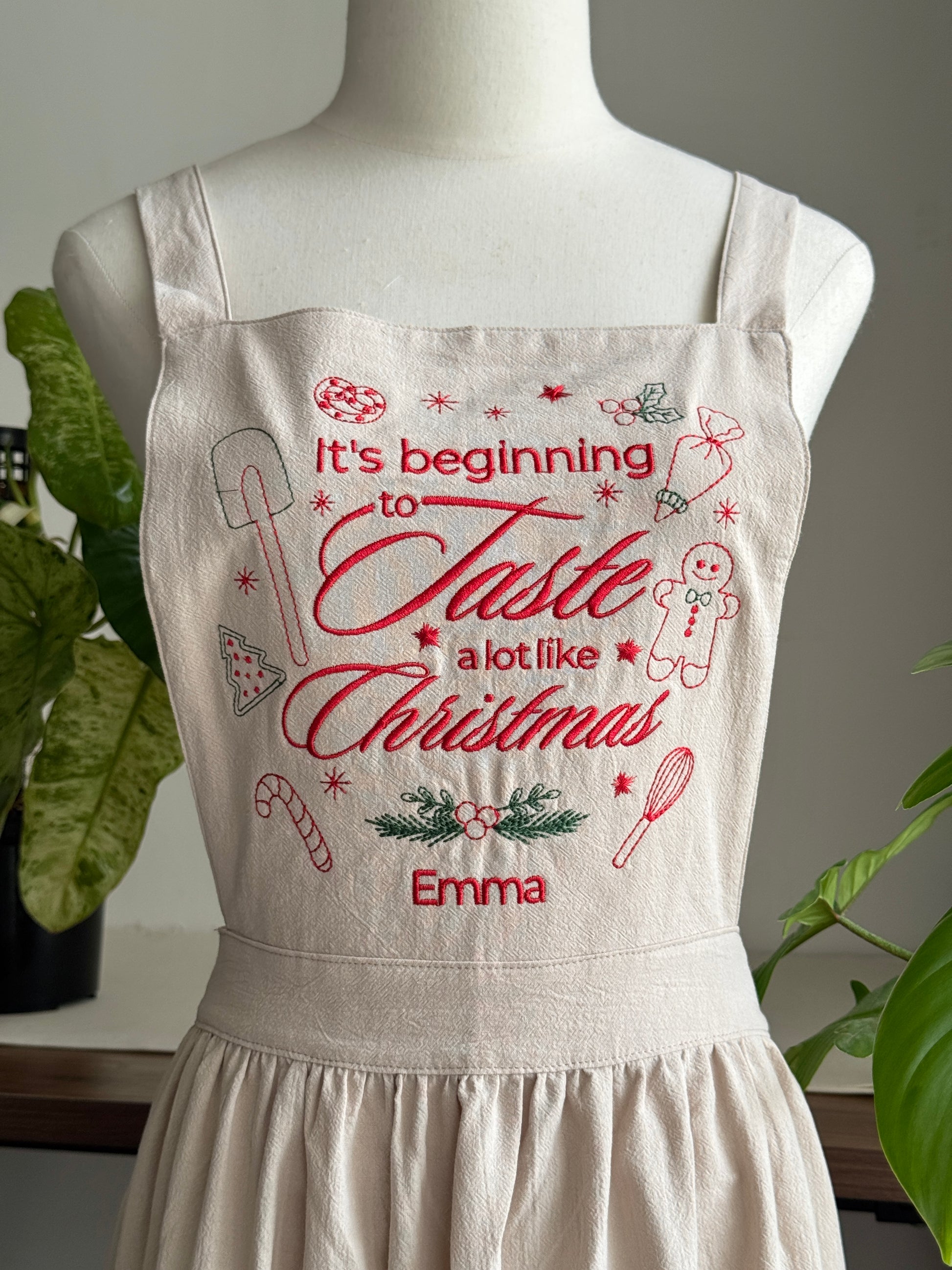 Christmas Embroidered Apron - Customizable