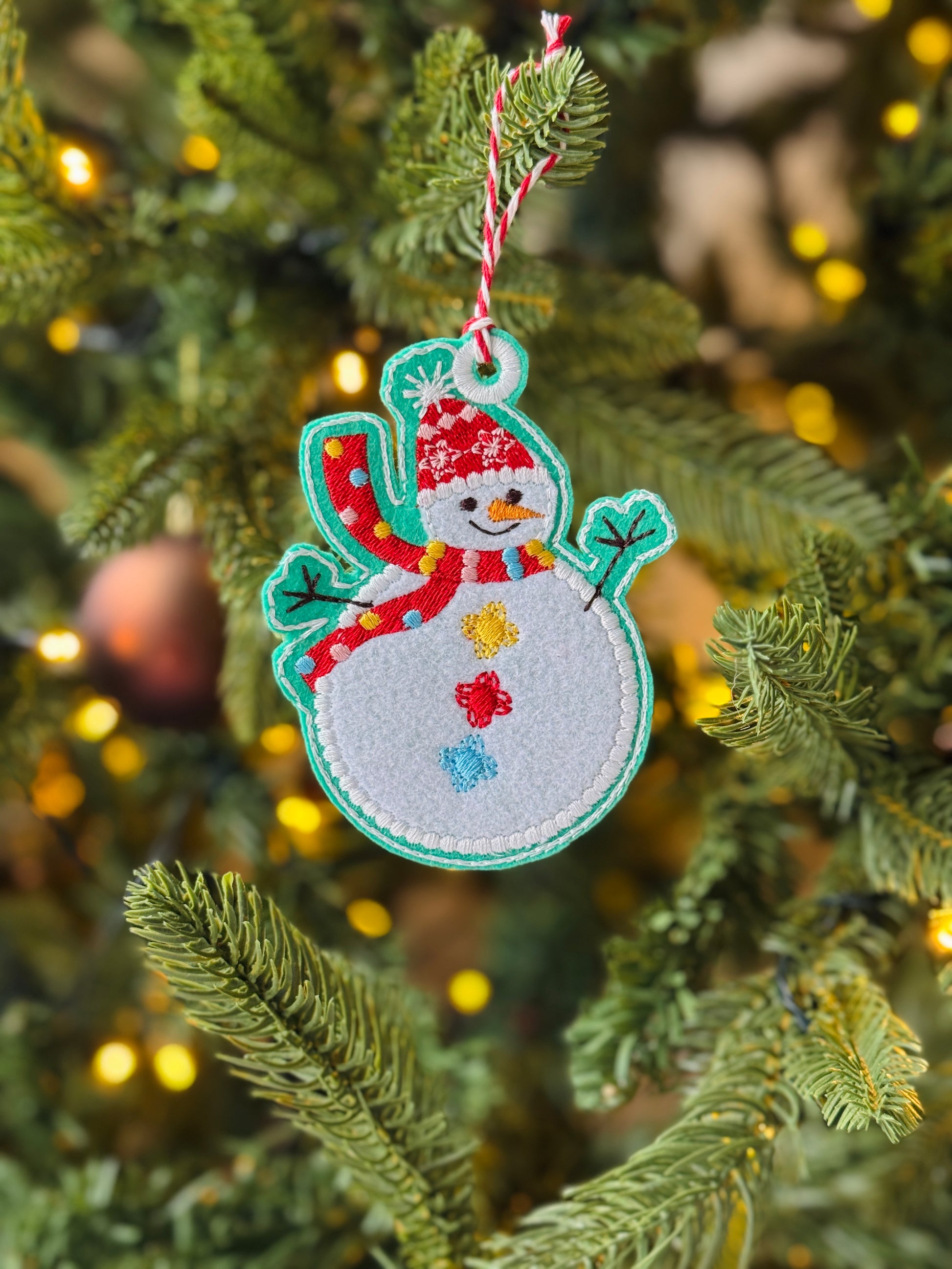 Snowman Embroidered Gift Tag/Ornament - Set of 3, 5, 7