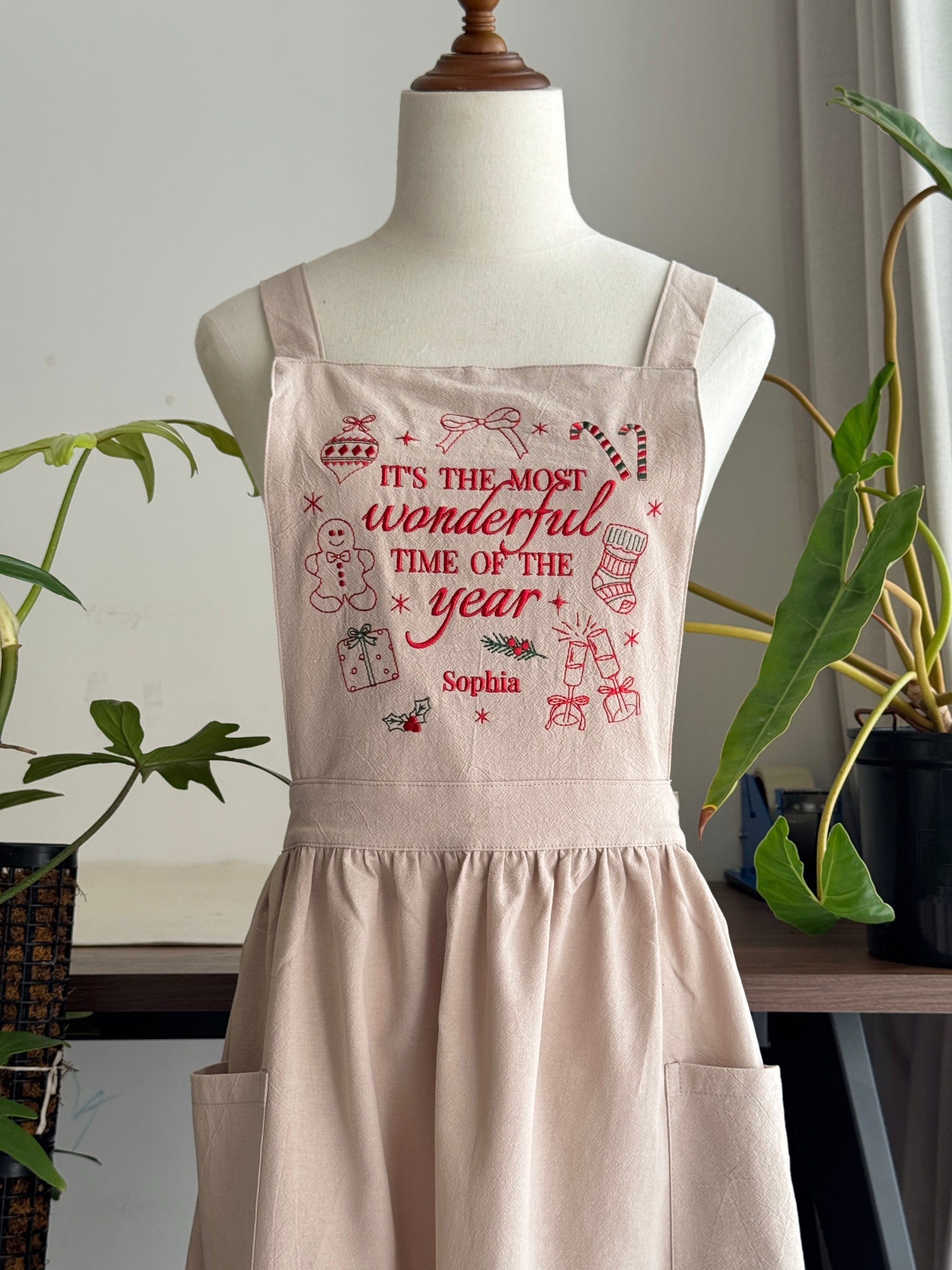Christmas Embroidered Apron - Customizable