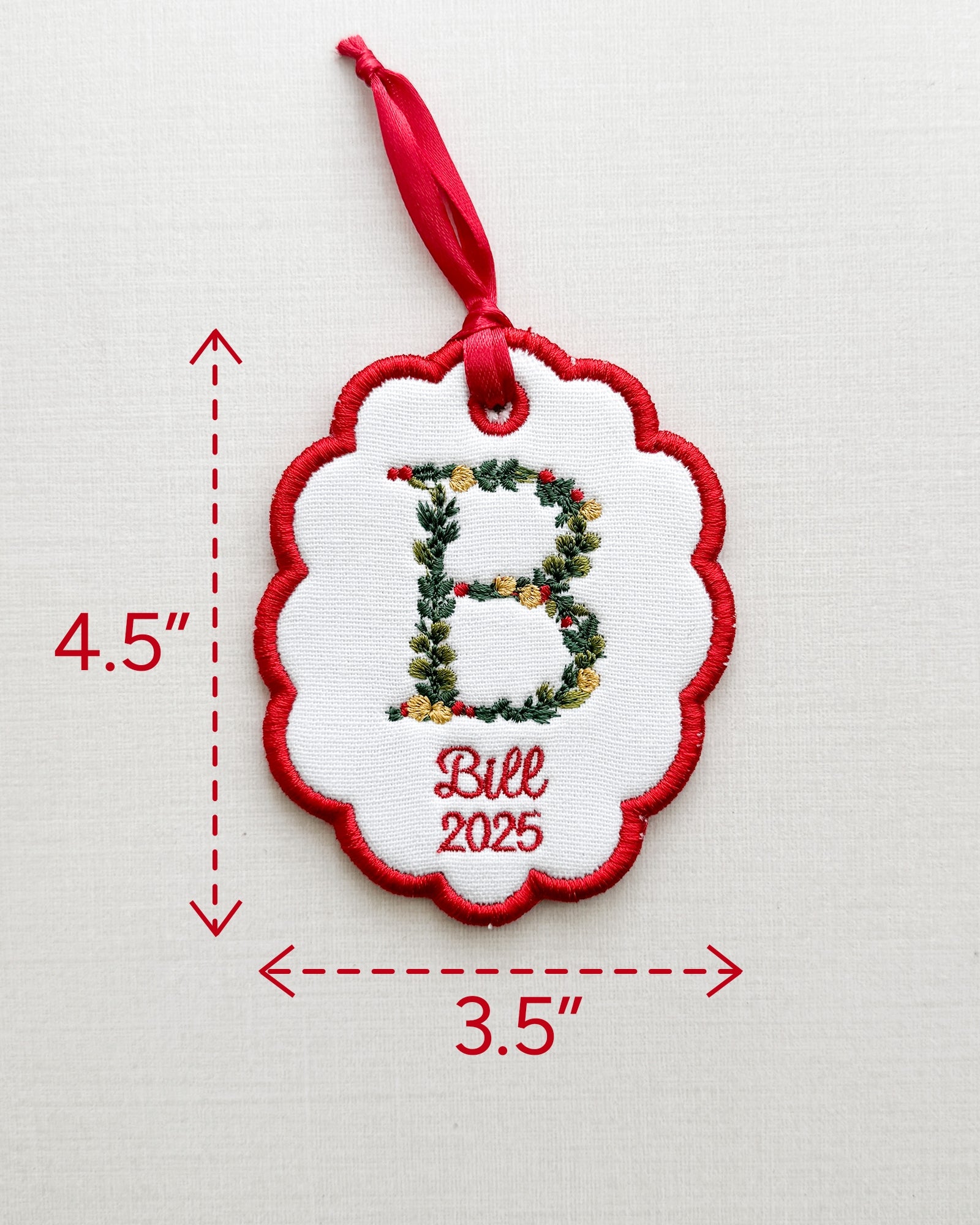Christmas Embroidered Ornament - Customizable