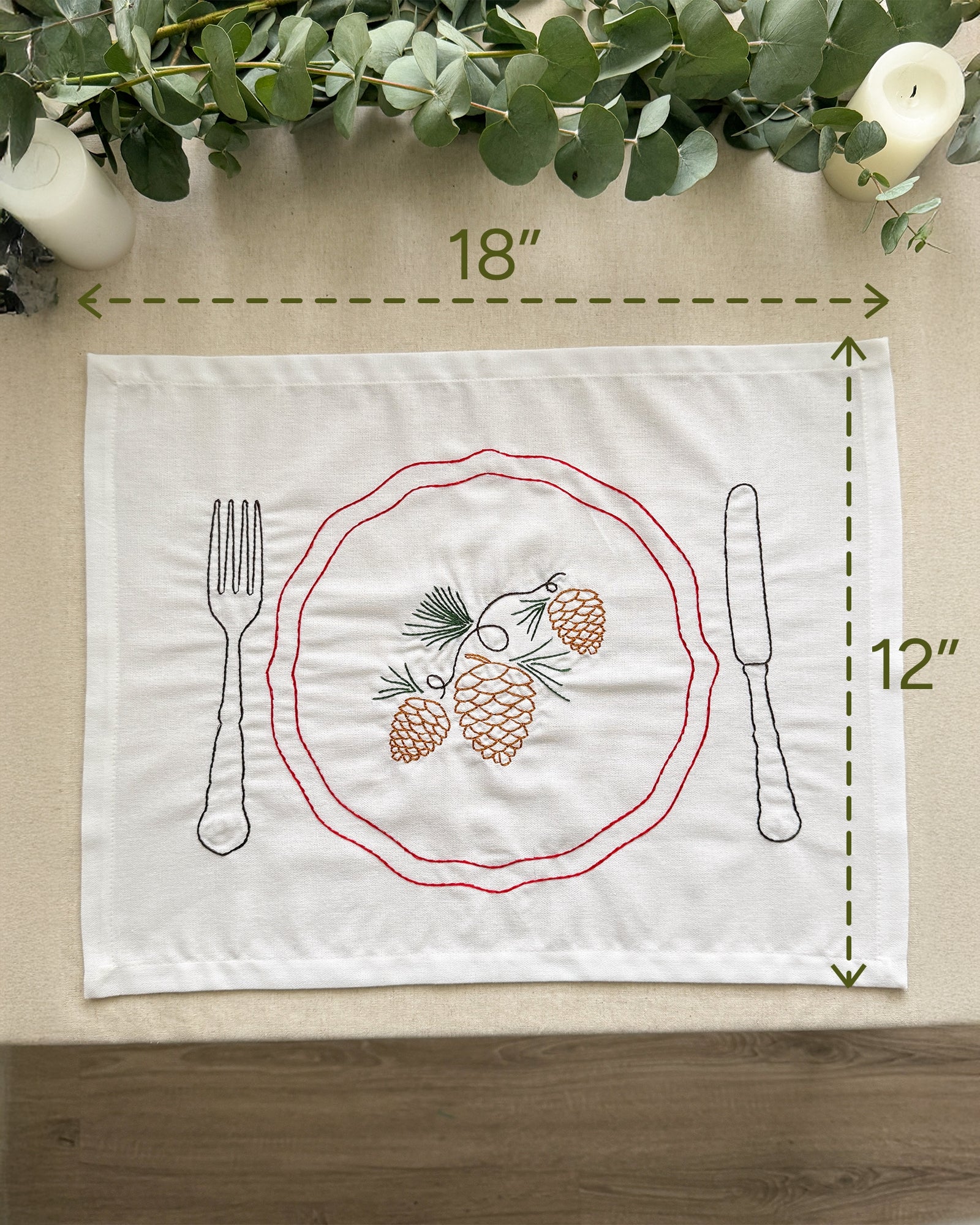 Holiday Embroidered Placemat - Set of 4