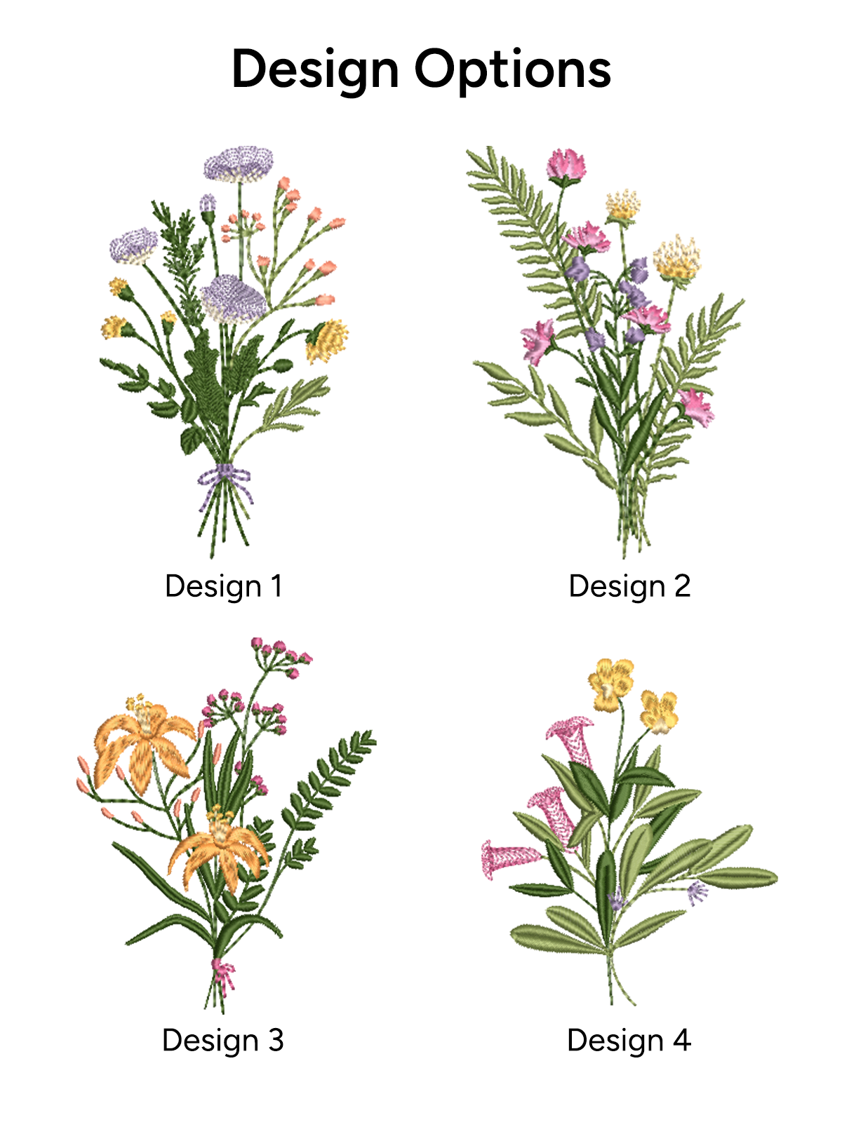 Flower Embroidered Napkin - Set of 4 - Customizable