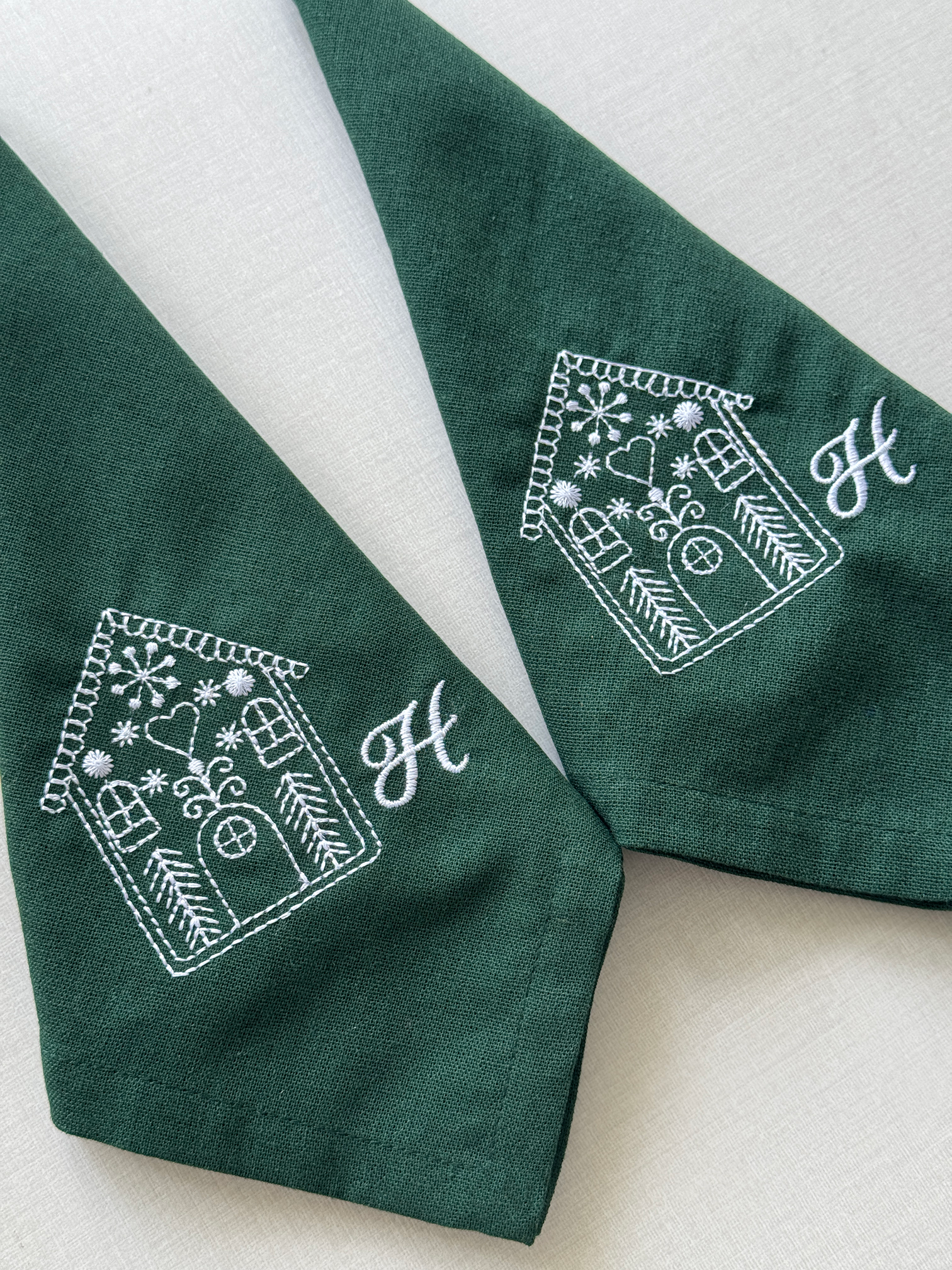 Gingerbread House Embroidered Napkin - Set of 4 - Customizable
