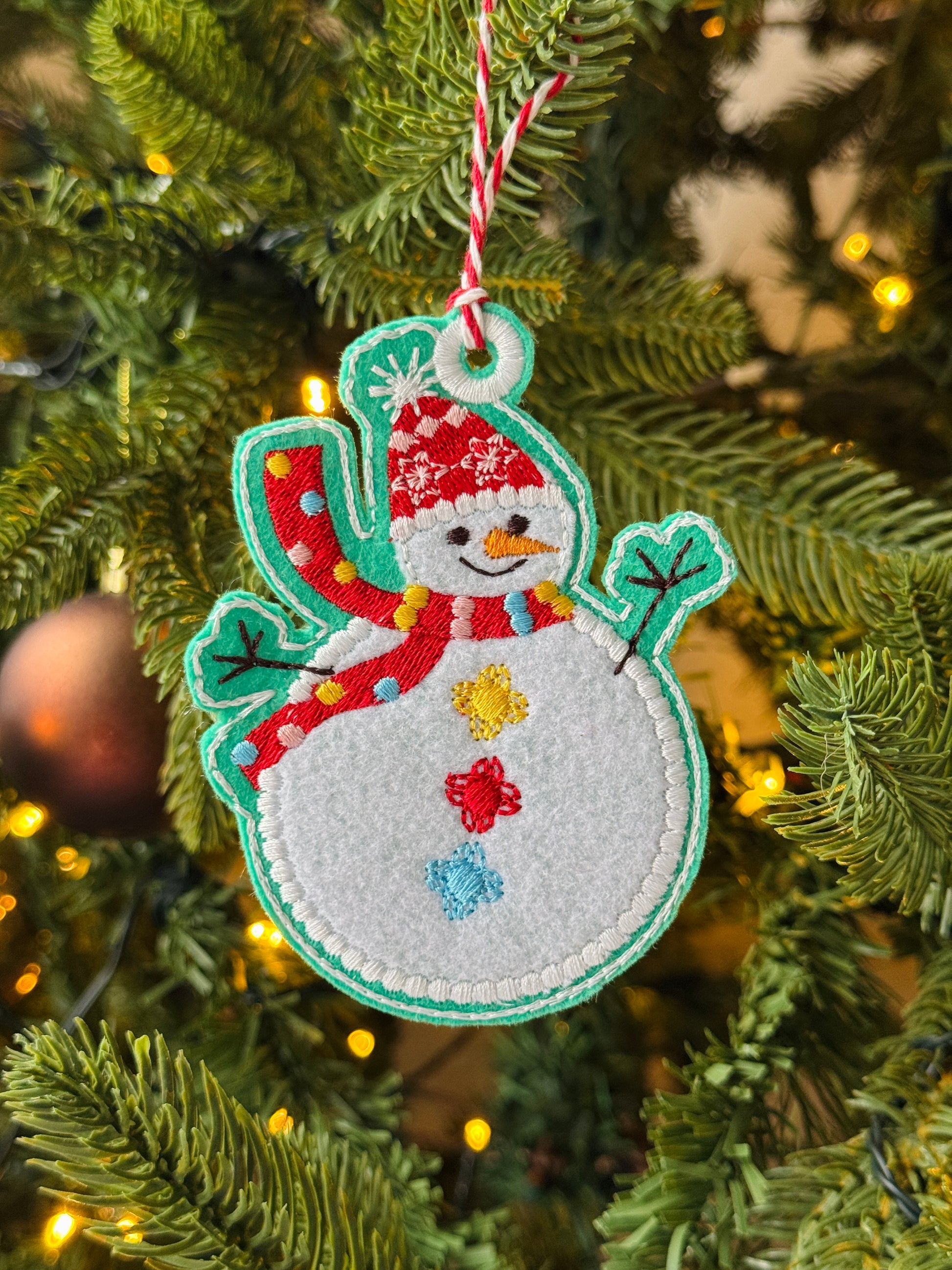 Snowman Embroidered Gift Tag/Ornament - Set of 3, 5, 7