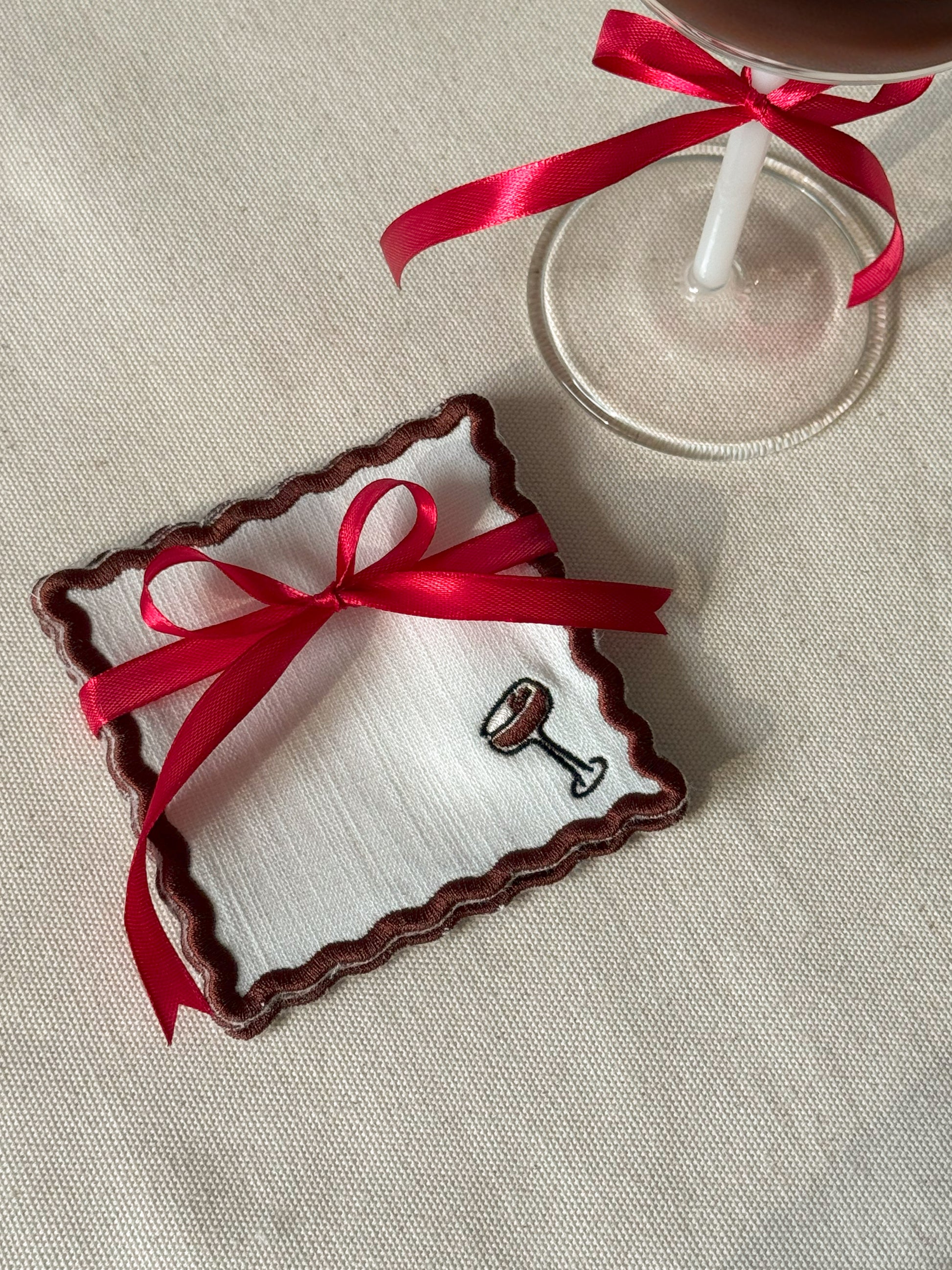Espresso Martini Embroidered Cocktail Napkin - Set of 4