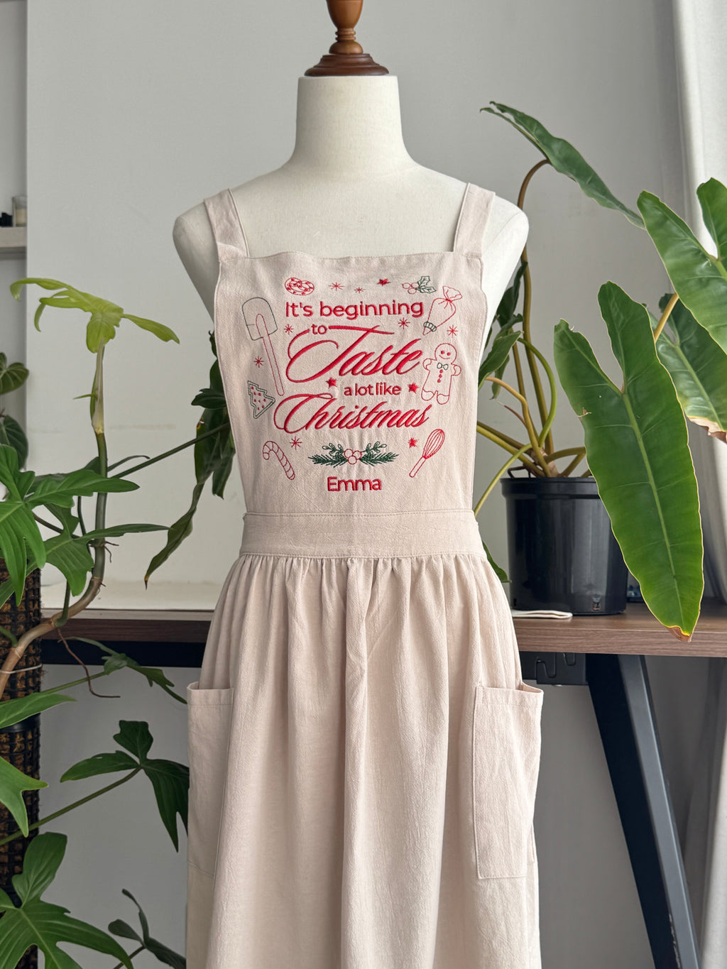 Christmas Embroidered Apron - Customizable