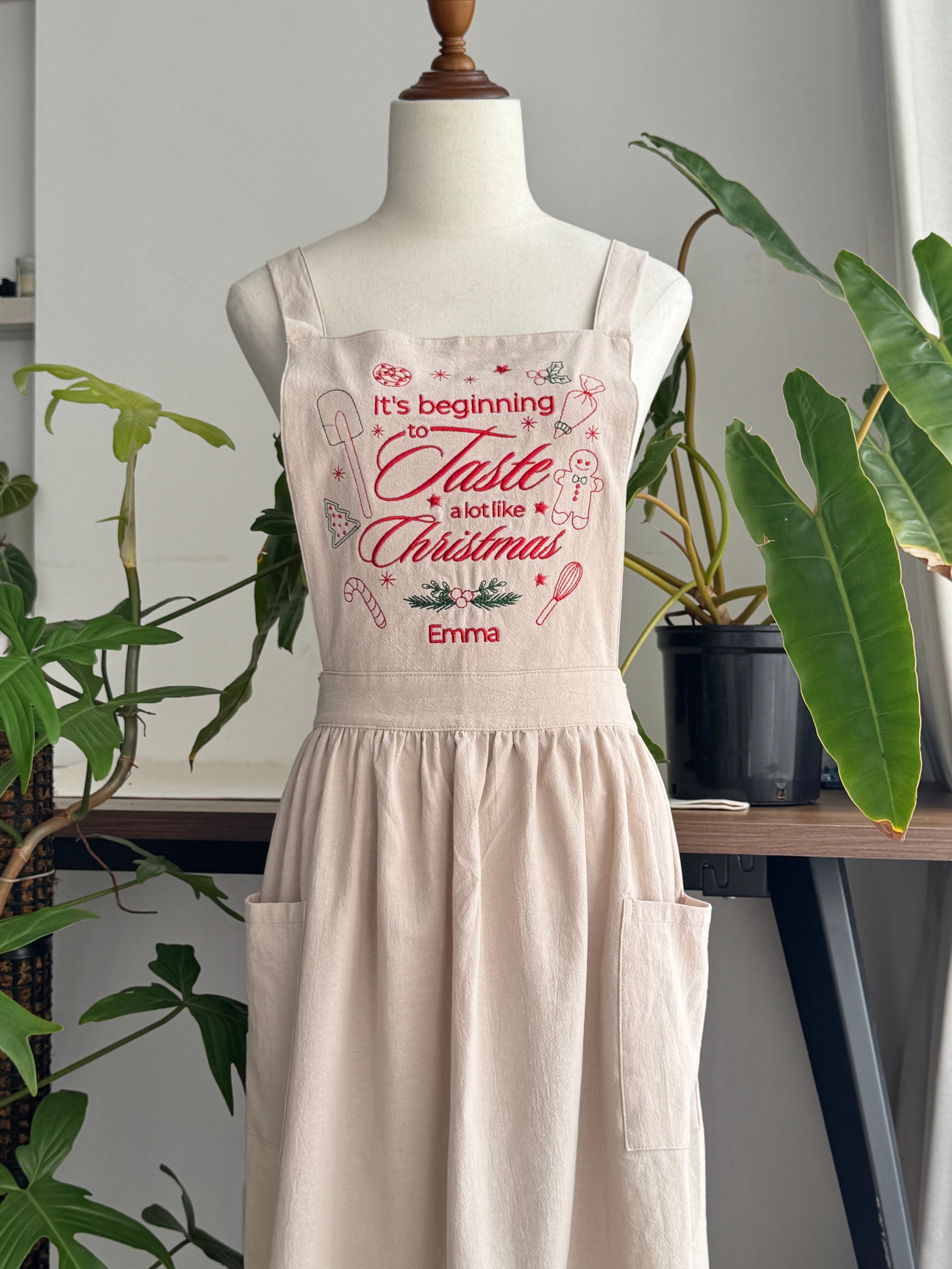 Christmas Embroidered Apron - Customizable