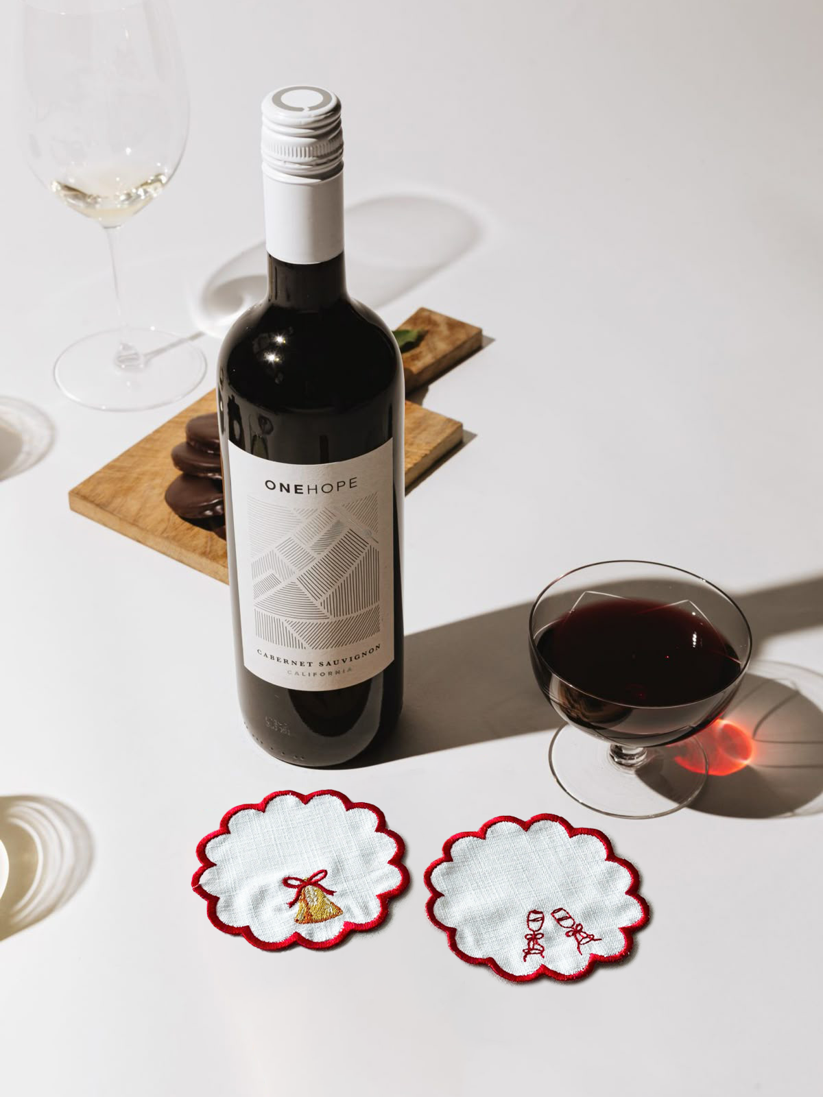 Christmas Motif Embroidered Cocktail Napkin - Set of 4
