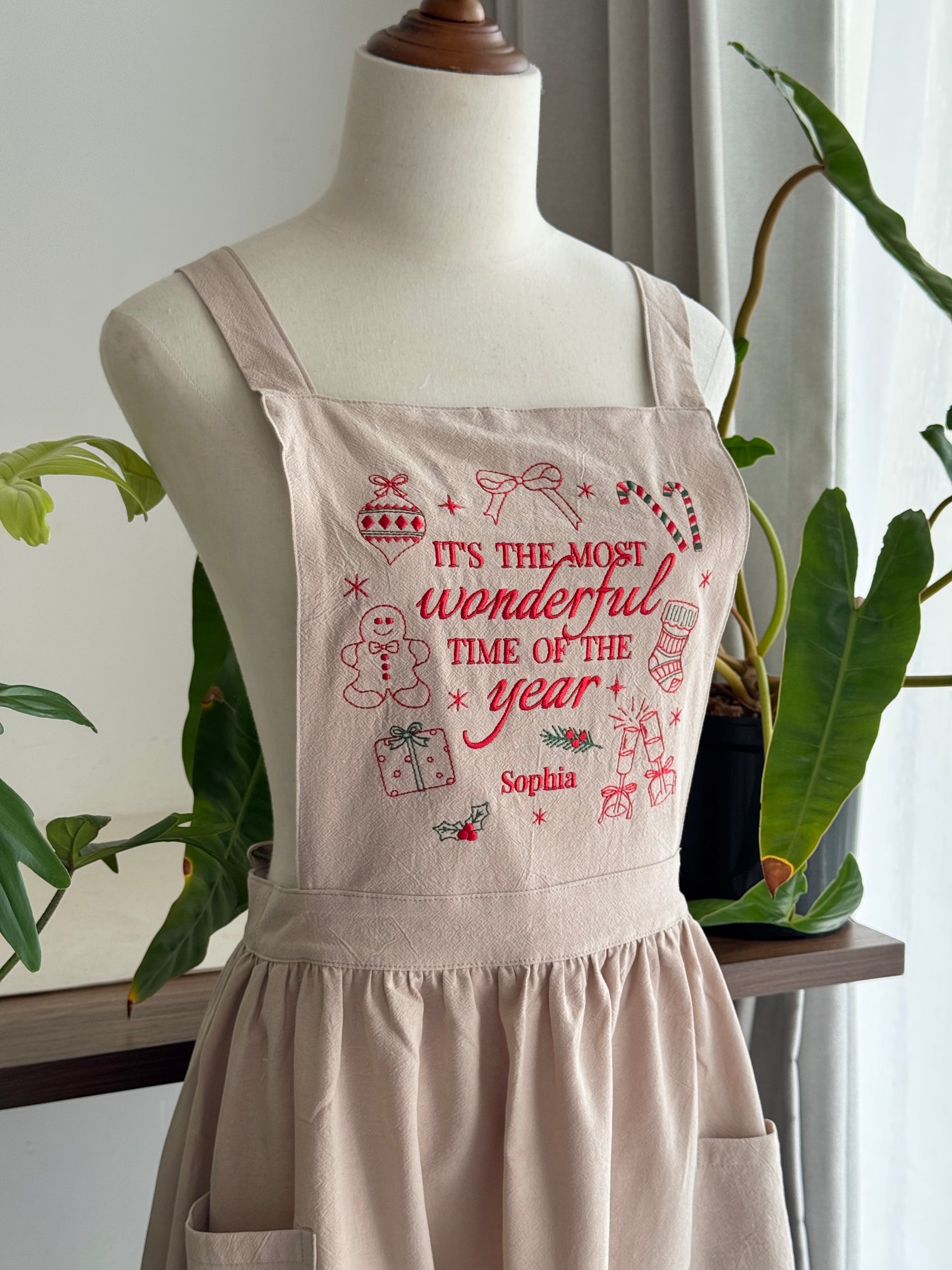 Christmas Embroidered Apron - Customizable