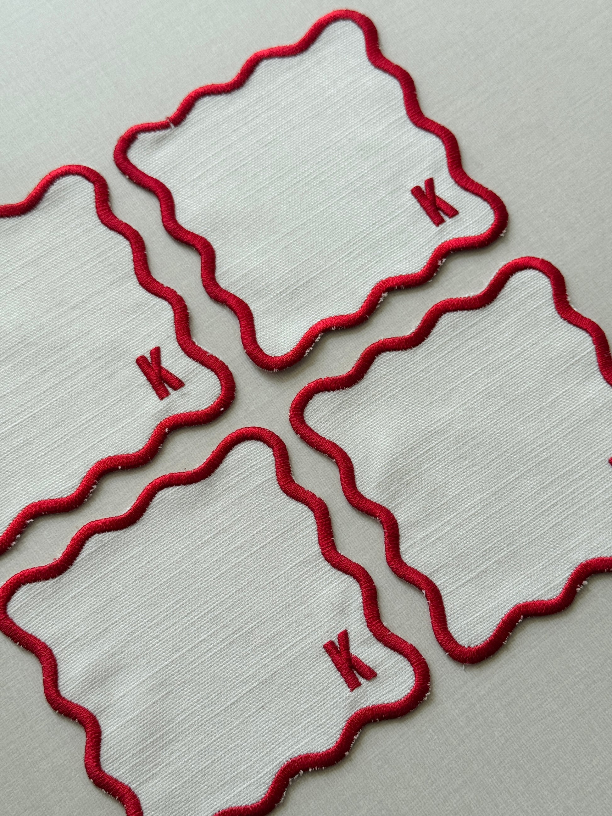 Embroidered Cocktail Napkin - Set of 4 - Customizable