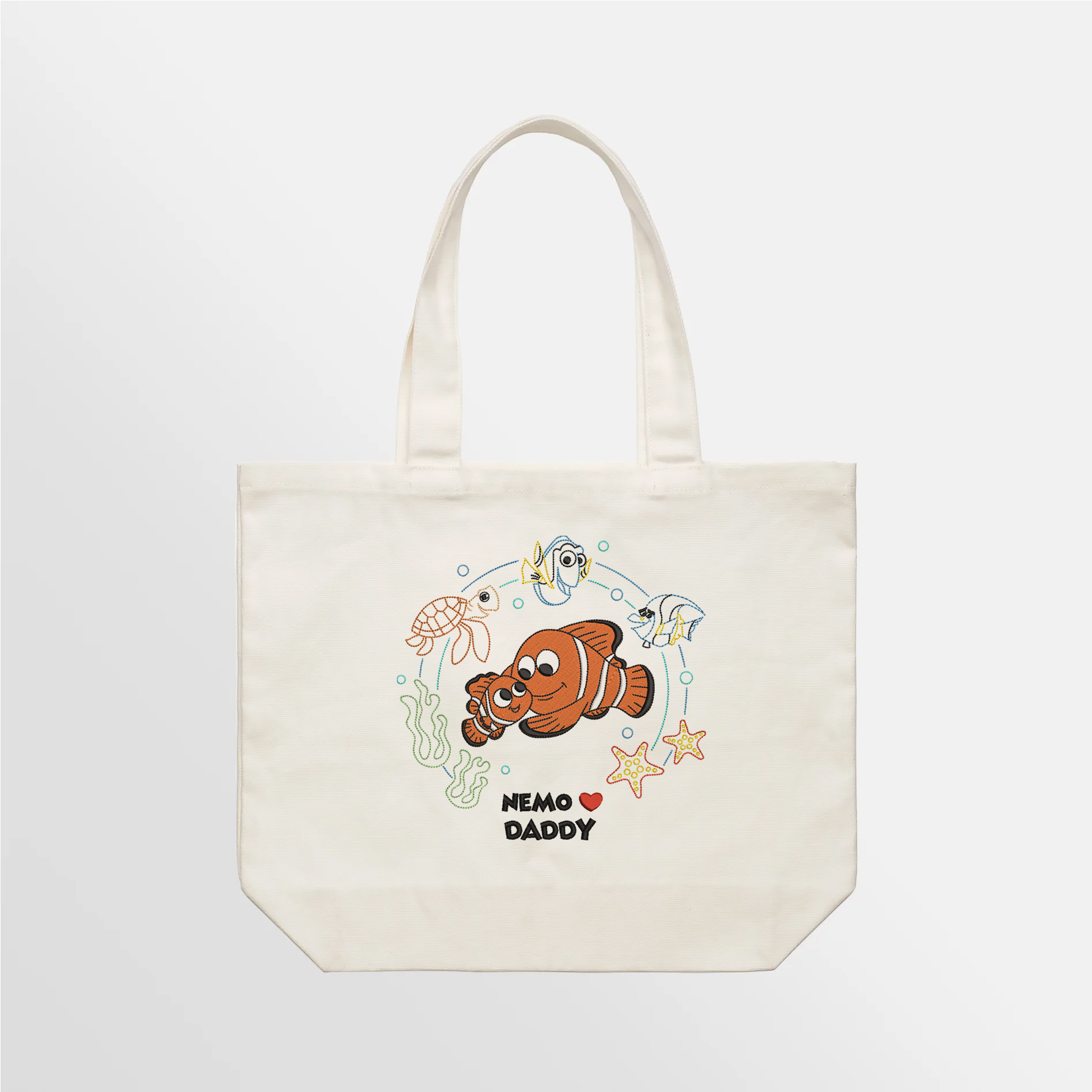 N Loves Daddy Embroidered Tote Bag