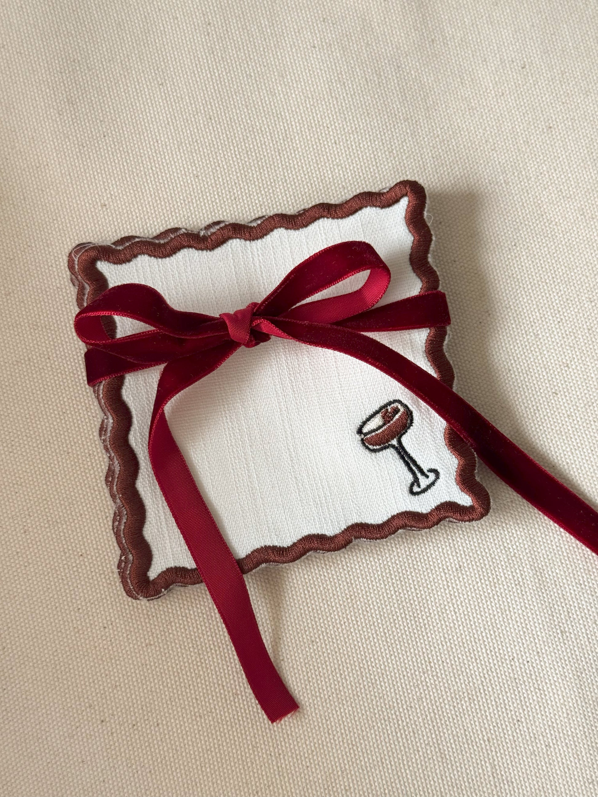 Espresso Martini Embroidered Cocktail Napkin - Set of 4