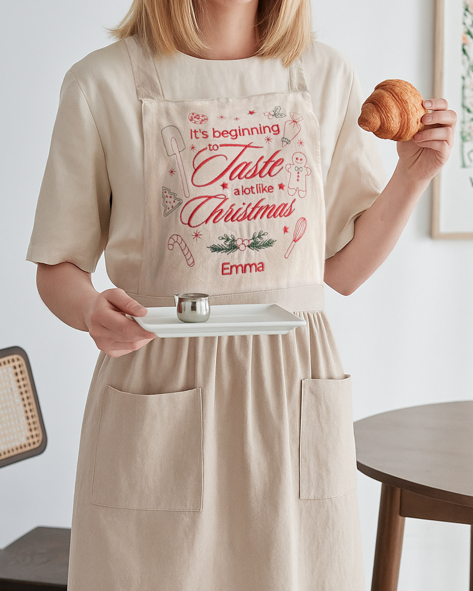 Christmas Embroidered Apron - Customizable