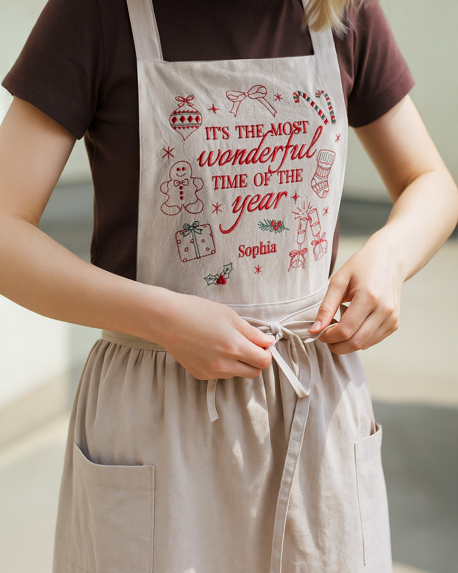 Christmas Embroidered Apron - Customizable