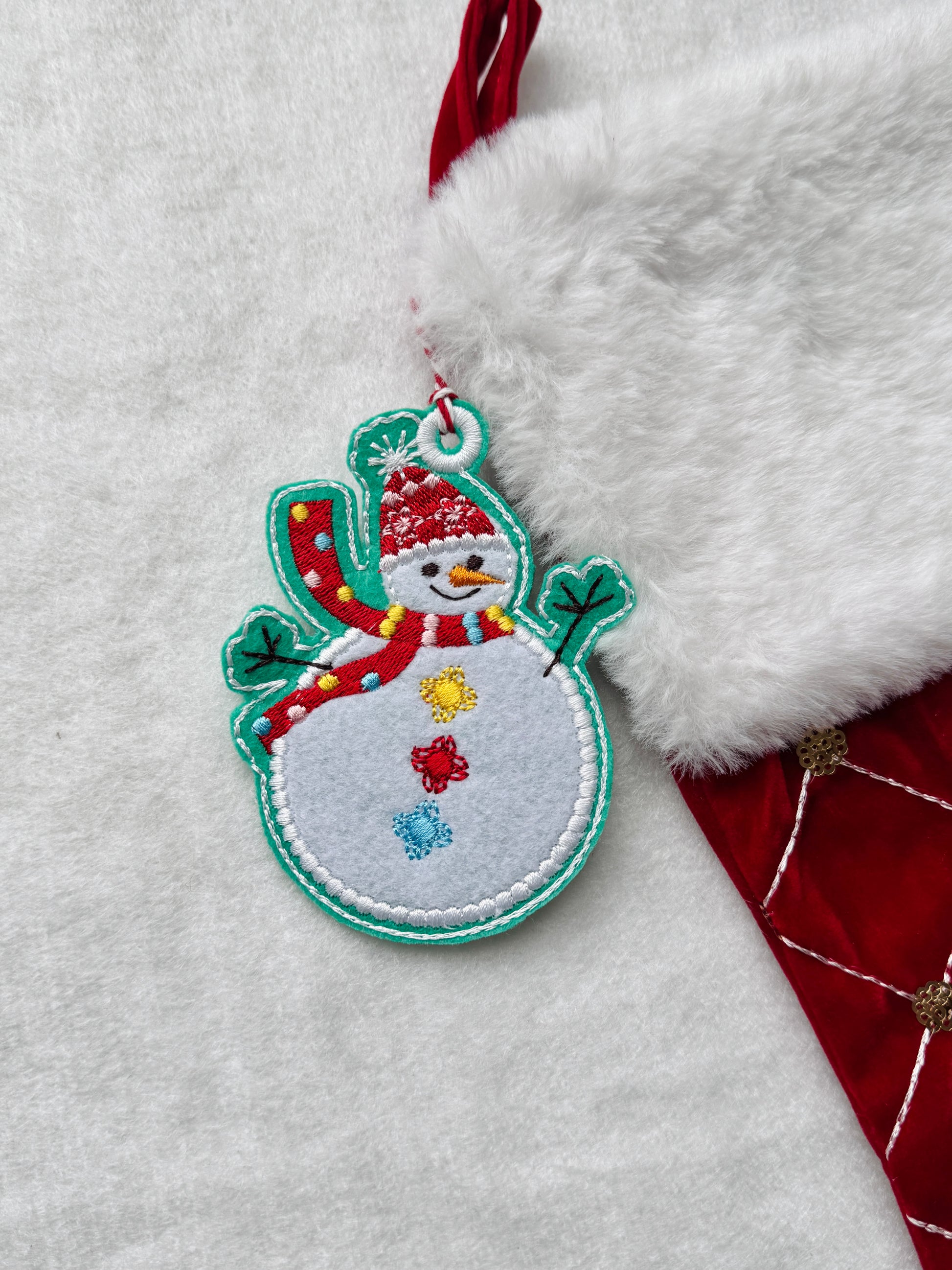 Snowman Embroidered Gift Tag/Ornament - Set of 3, 5, 7