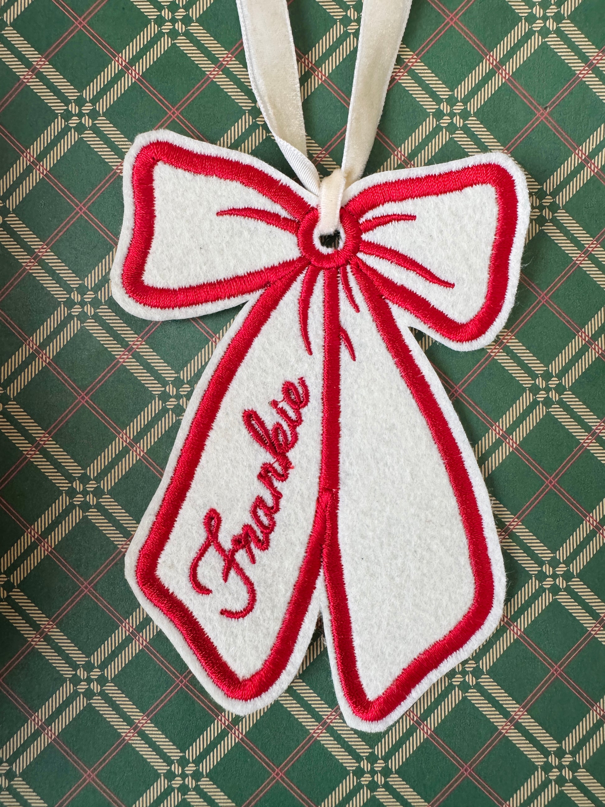 Christmas Stocking/Gift Tag - Bow Design - Customizable