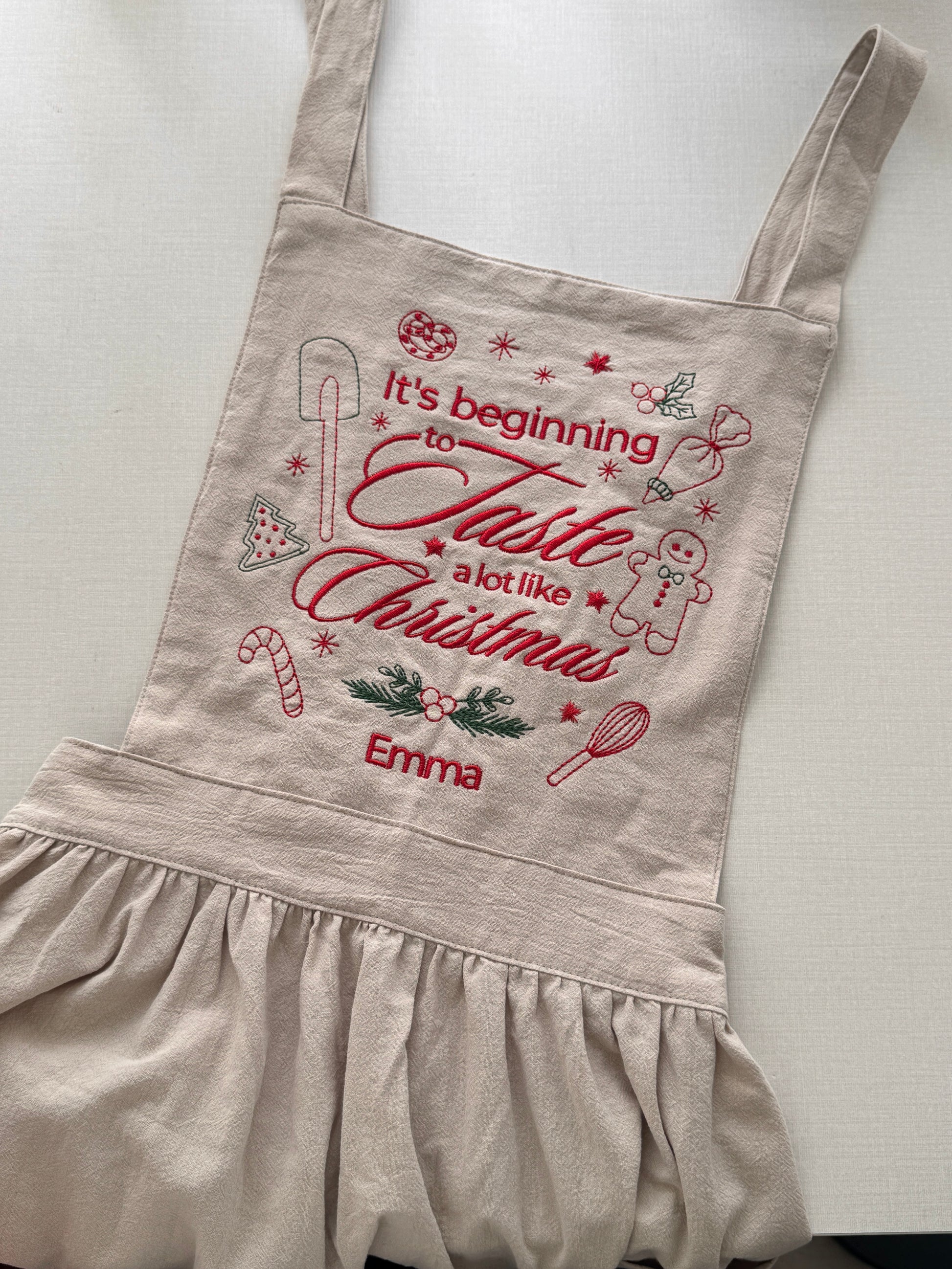 Christmas Embroidered Apron - Customizable