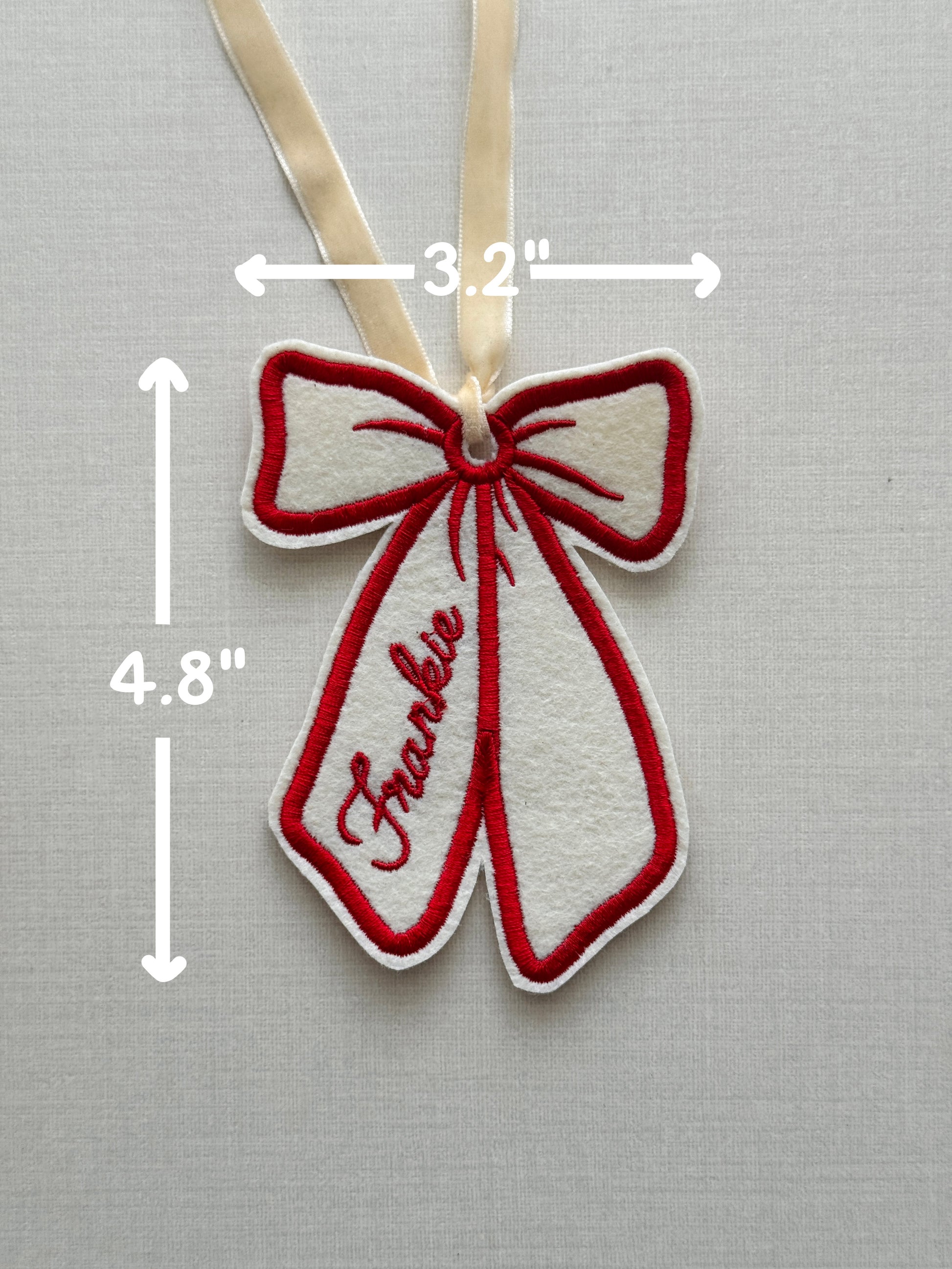 Christmas Stocking/Gift Tag - Bow Design - Customizable