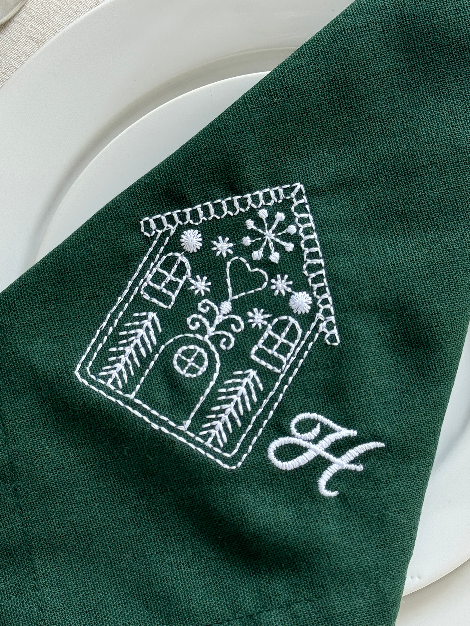Gingerbread House Embroidered Napkin - Set of 4 - Customizable