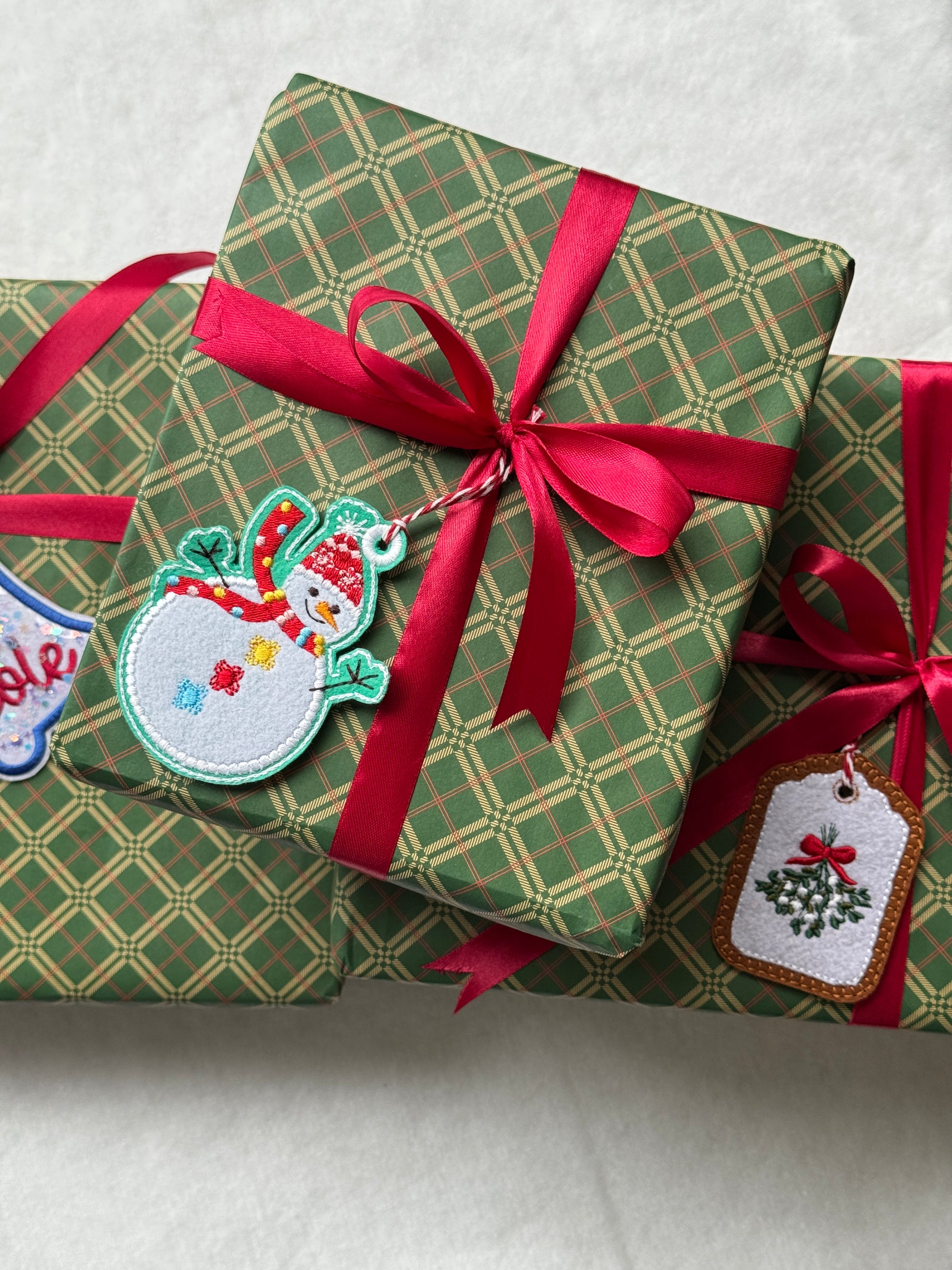 Snowman Embroidered Gift Tag/Ornament - Set of 3, 5, 7