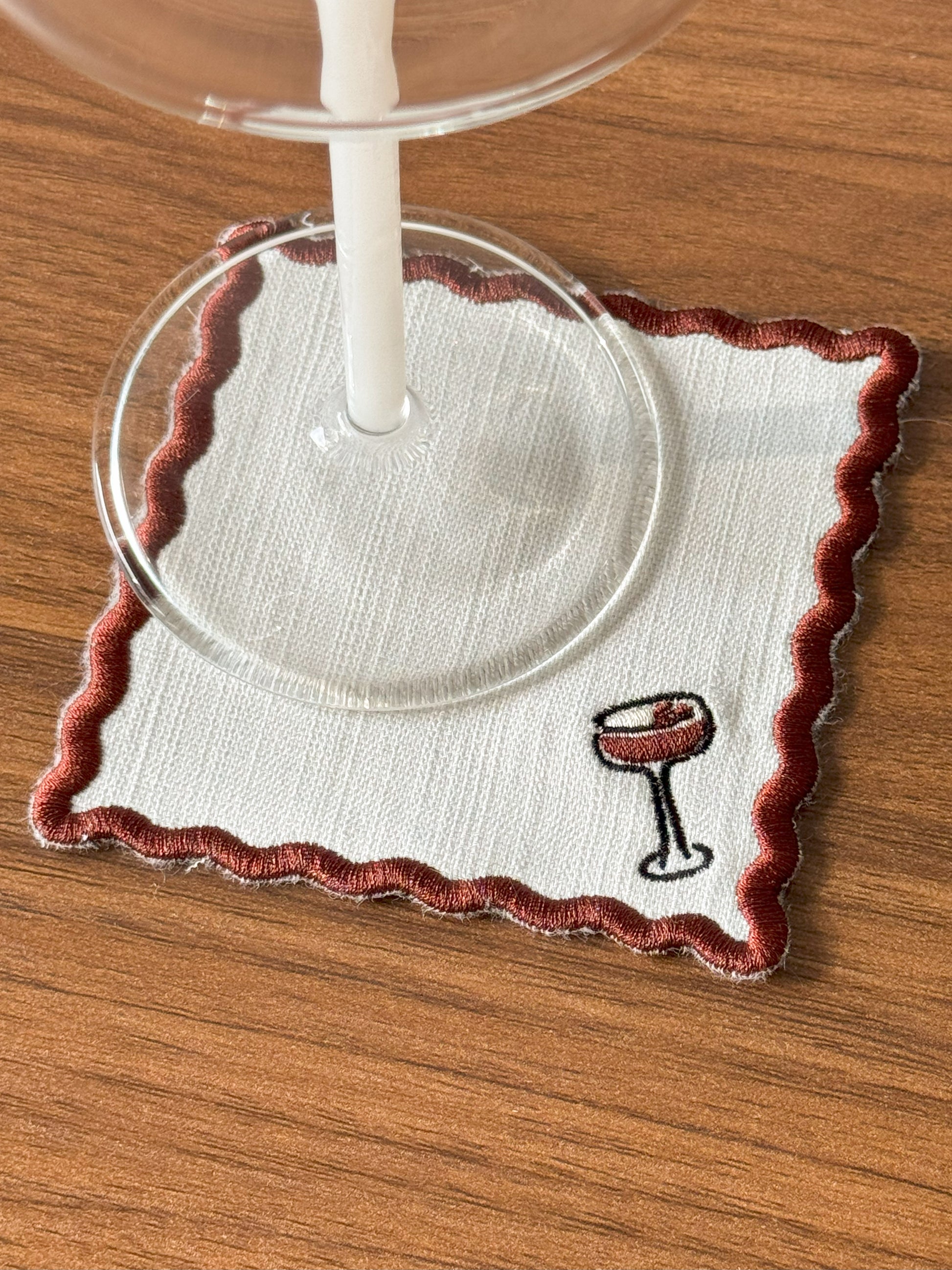 Espresso Martini Embroidered Cocktail Napkin - Set of 4