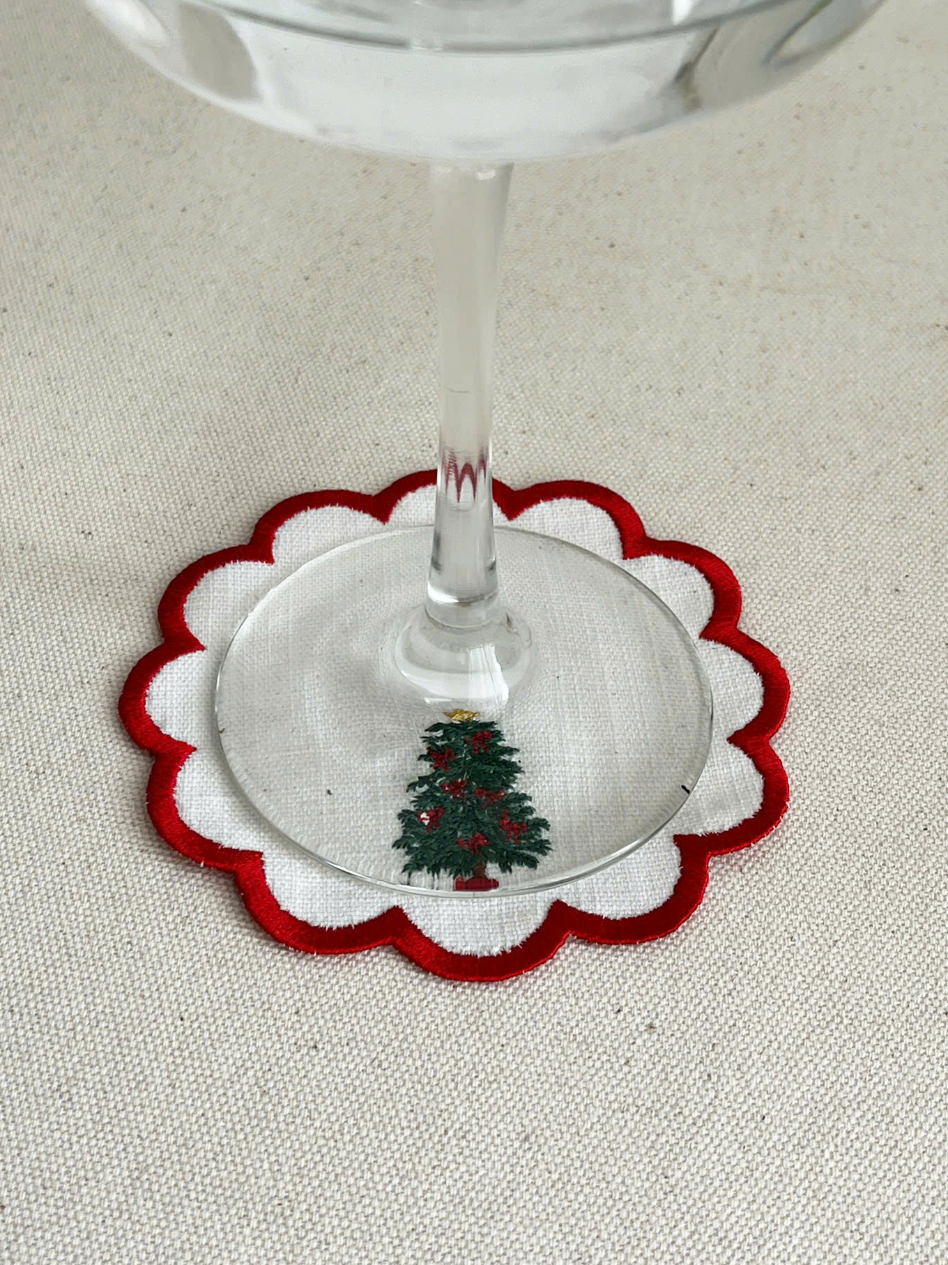 Christmas Motif Embroidered Cocktail Napkin - Set of 4