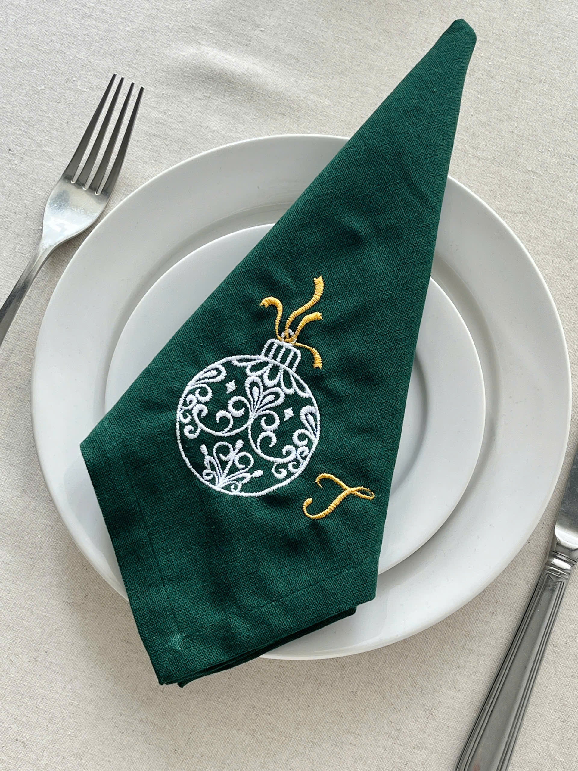 Baube Embroidered Napkin - Set of 4 - Customizable