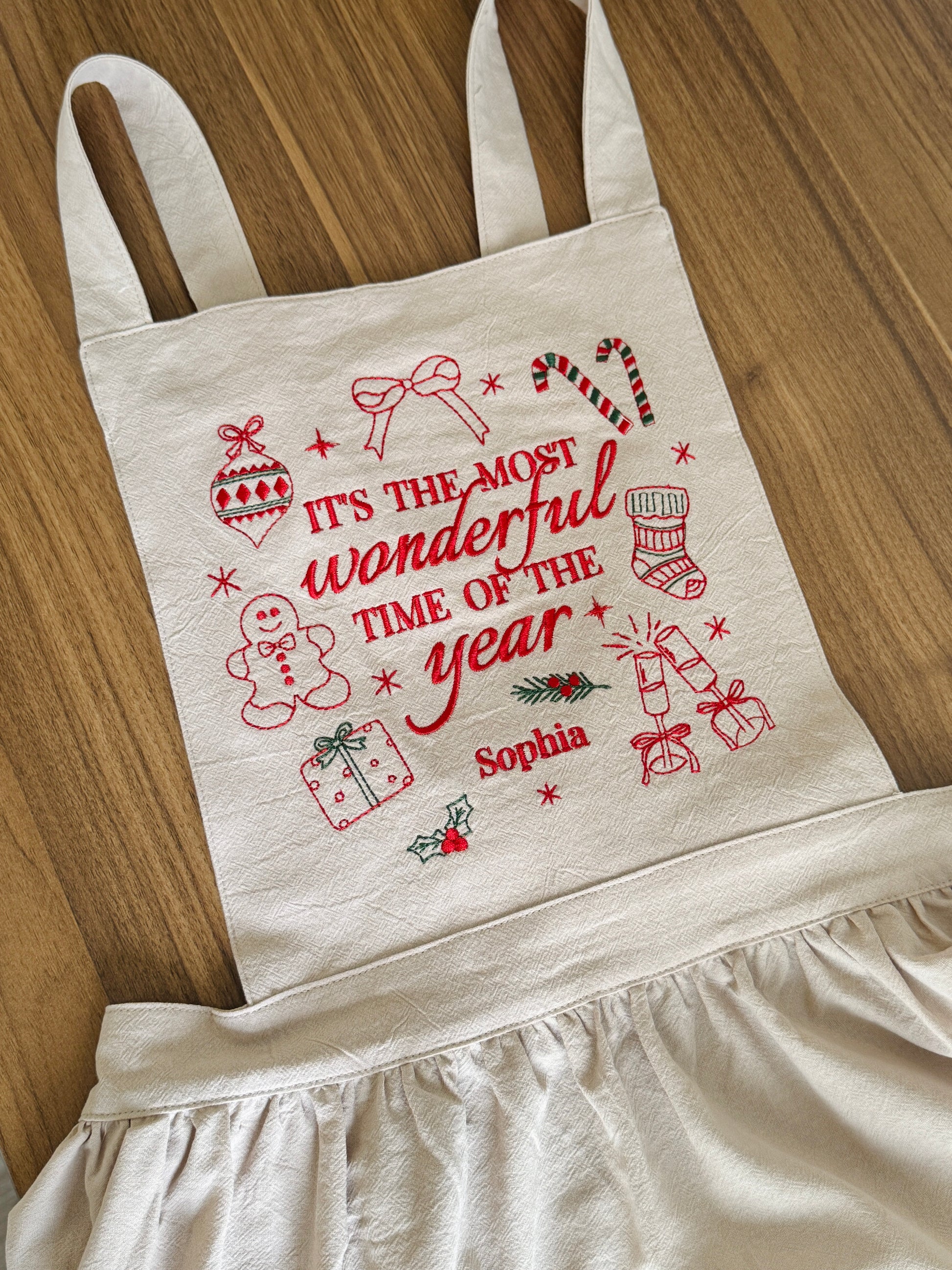 Christmas Embroidered Apron - Customizable