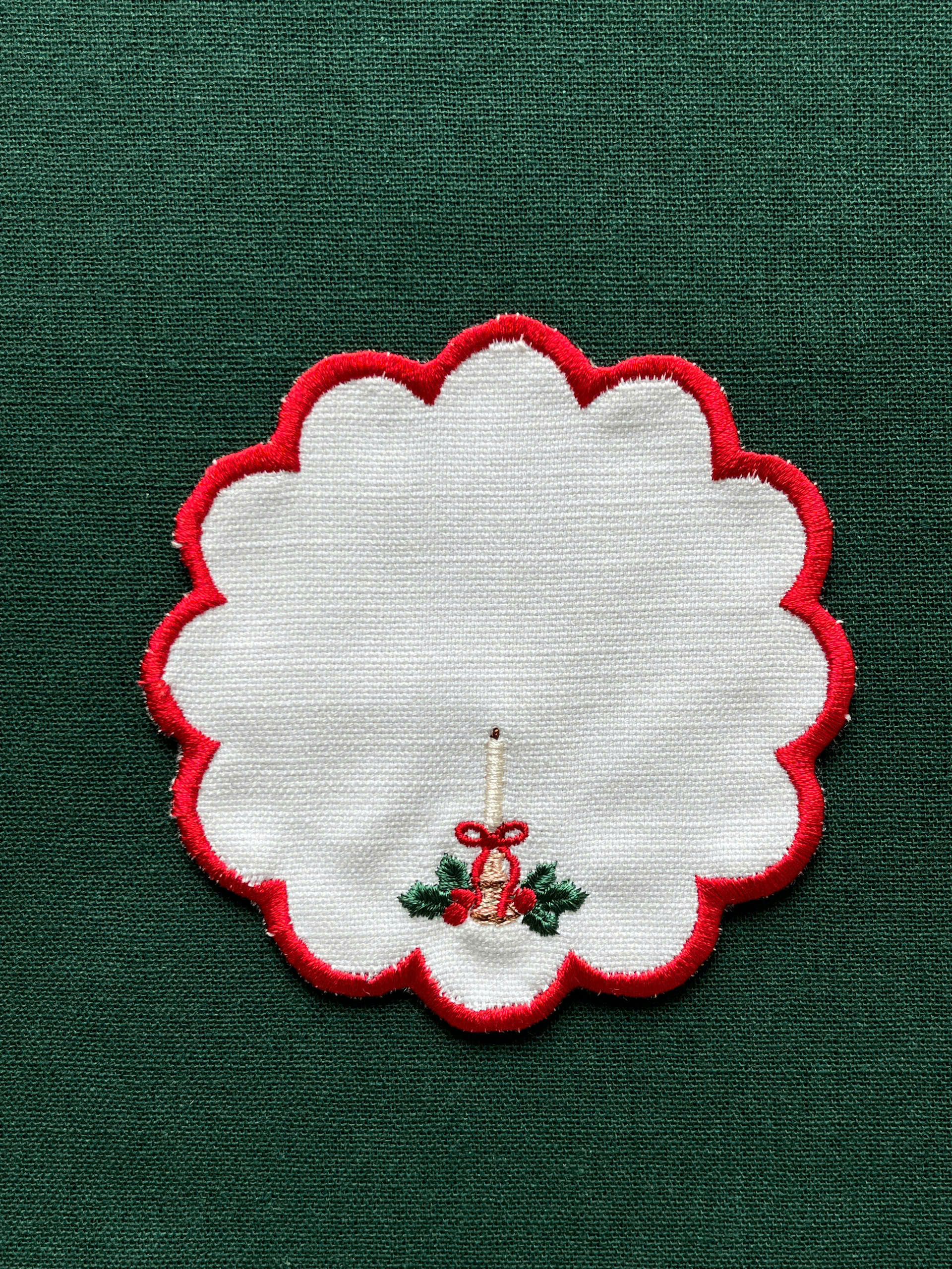 Christmas Motif Embroidered Cocktail Napkin - Set of 4