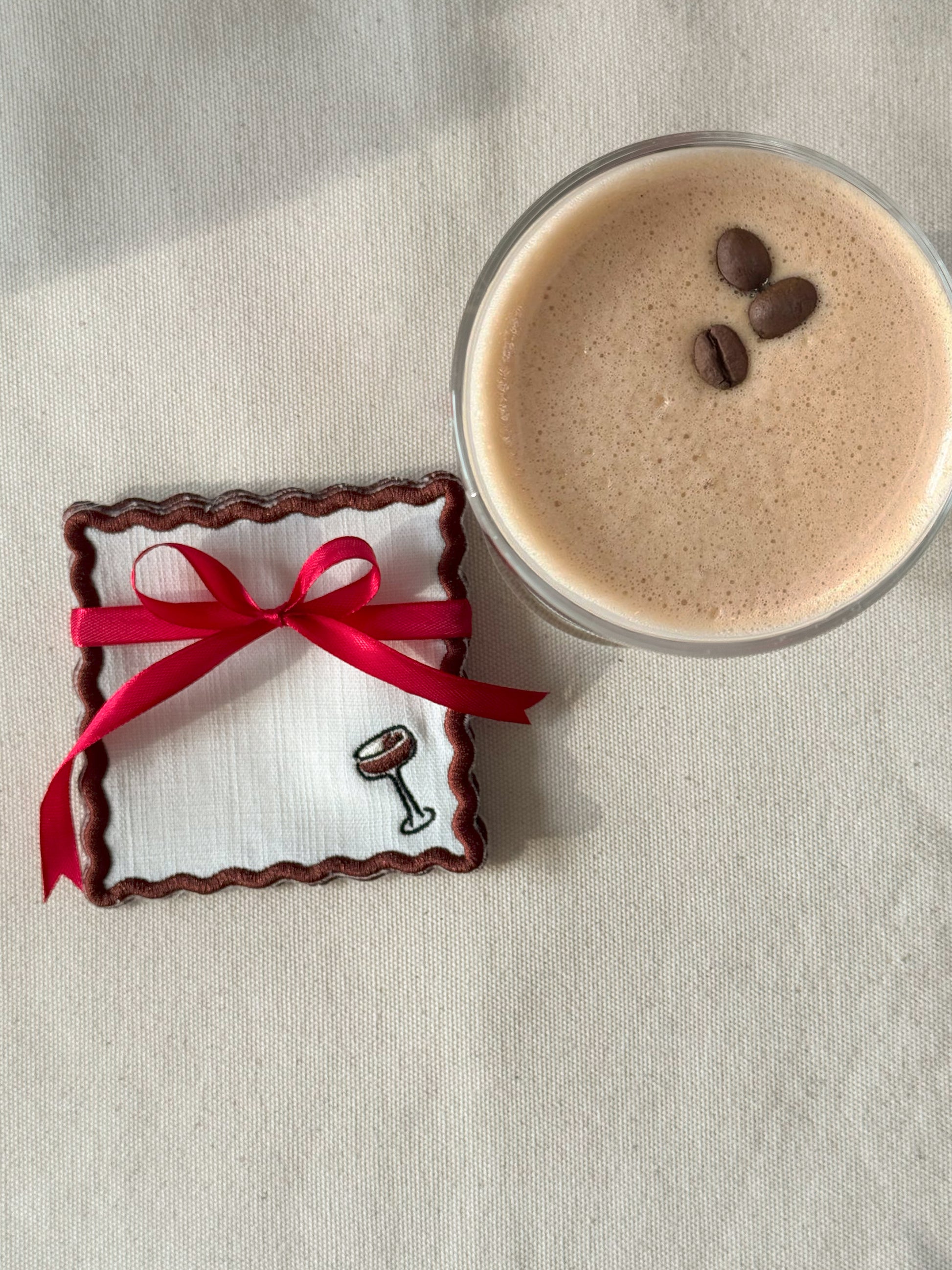 Espresso Martini Embroidered Cocktail Napkin - Set of 4