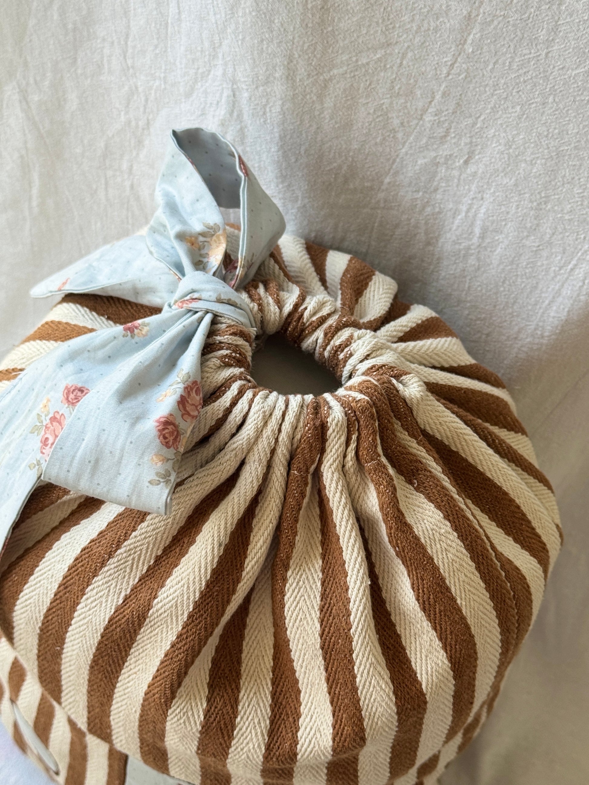 Embroidered Gift Sack - Brown Stripe - Customizable