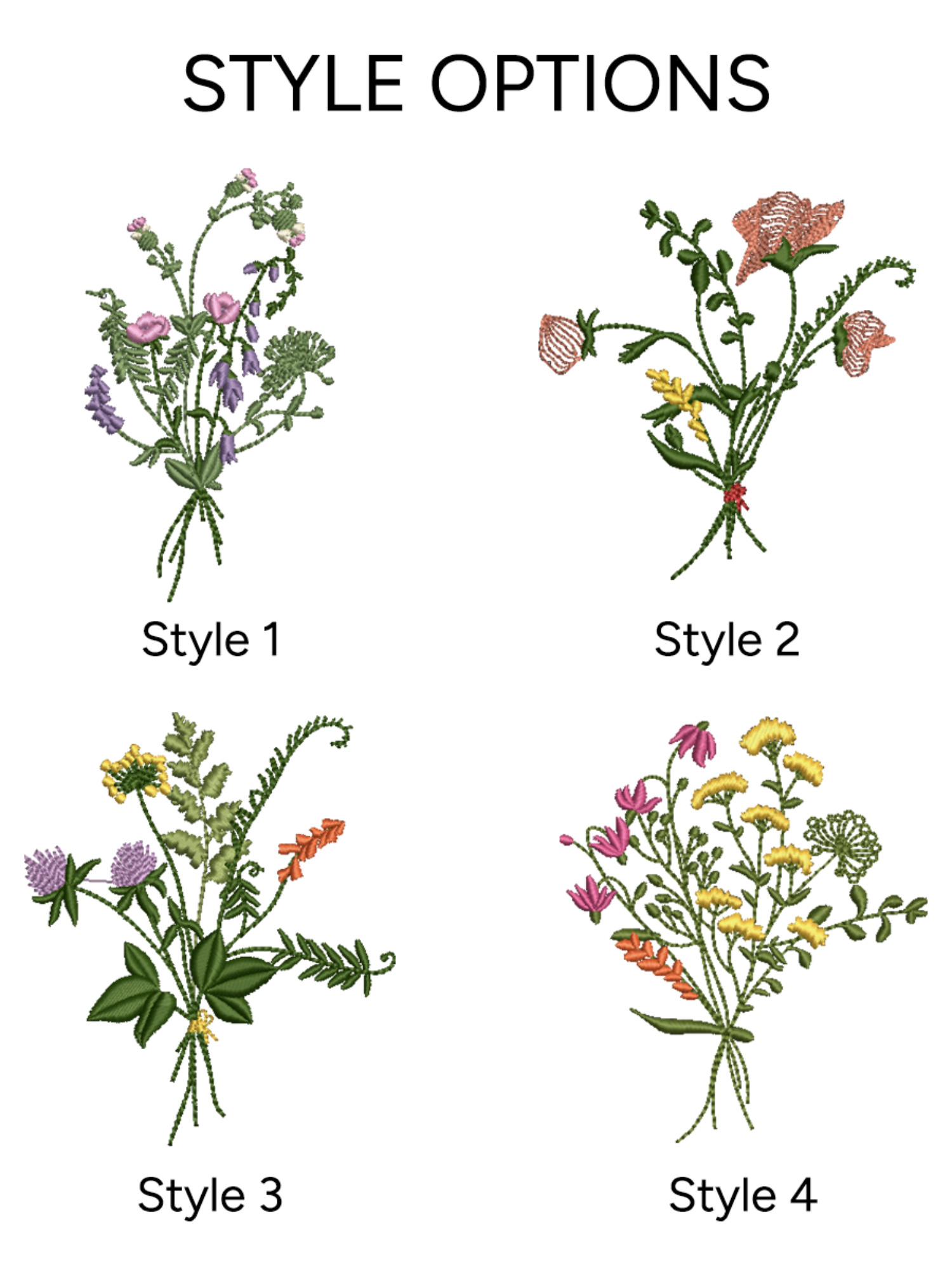Wildflower Embroidered Napkin - Set of 4 - Customizable