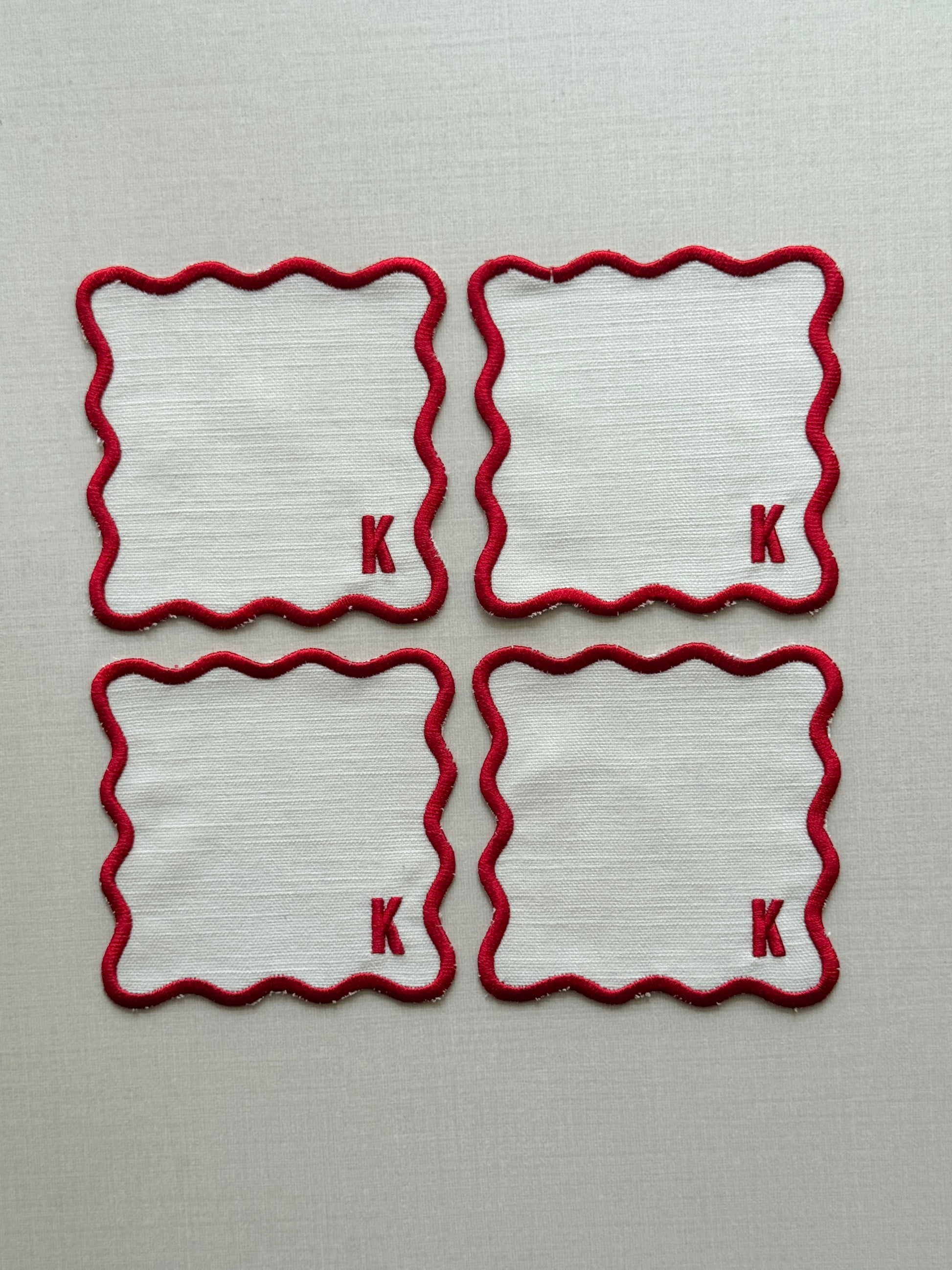 Embroidered Cocktail Napkin - Set of 4 - Customizable