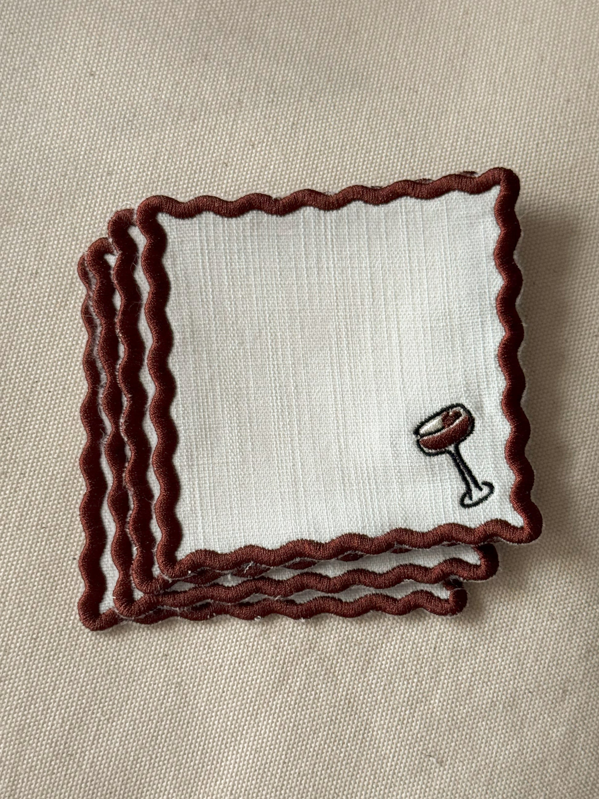 Espresso Martini Embroidered Cocktail Napkin - Set of 4