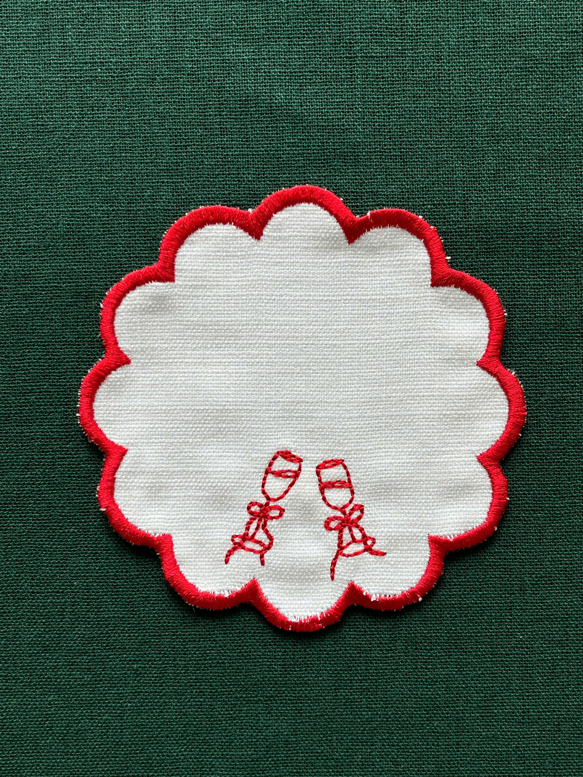 Christmas Motif Embroidered Cocktail Napkin - Set of 4