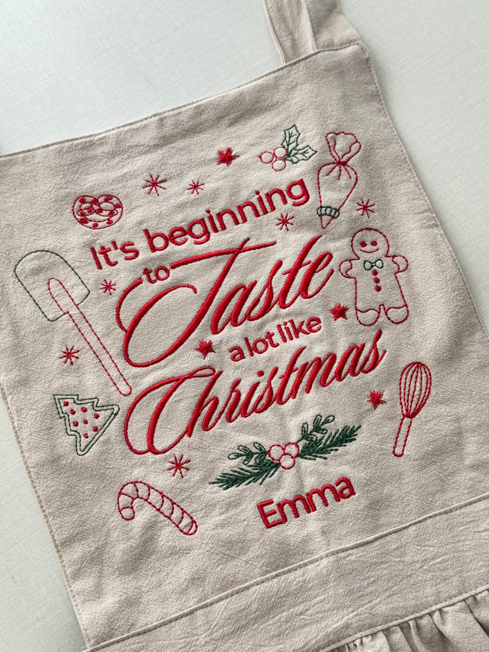 Christmas Embroidered Apron - Customizable