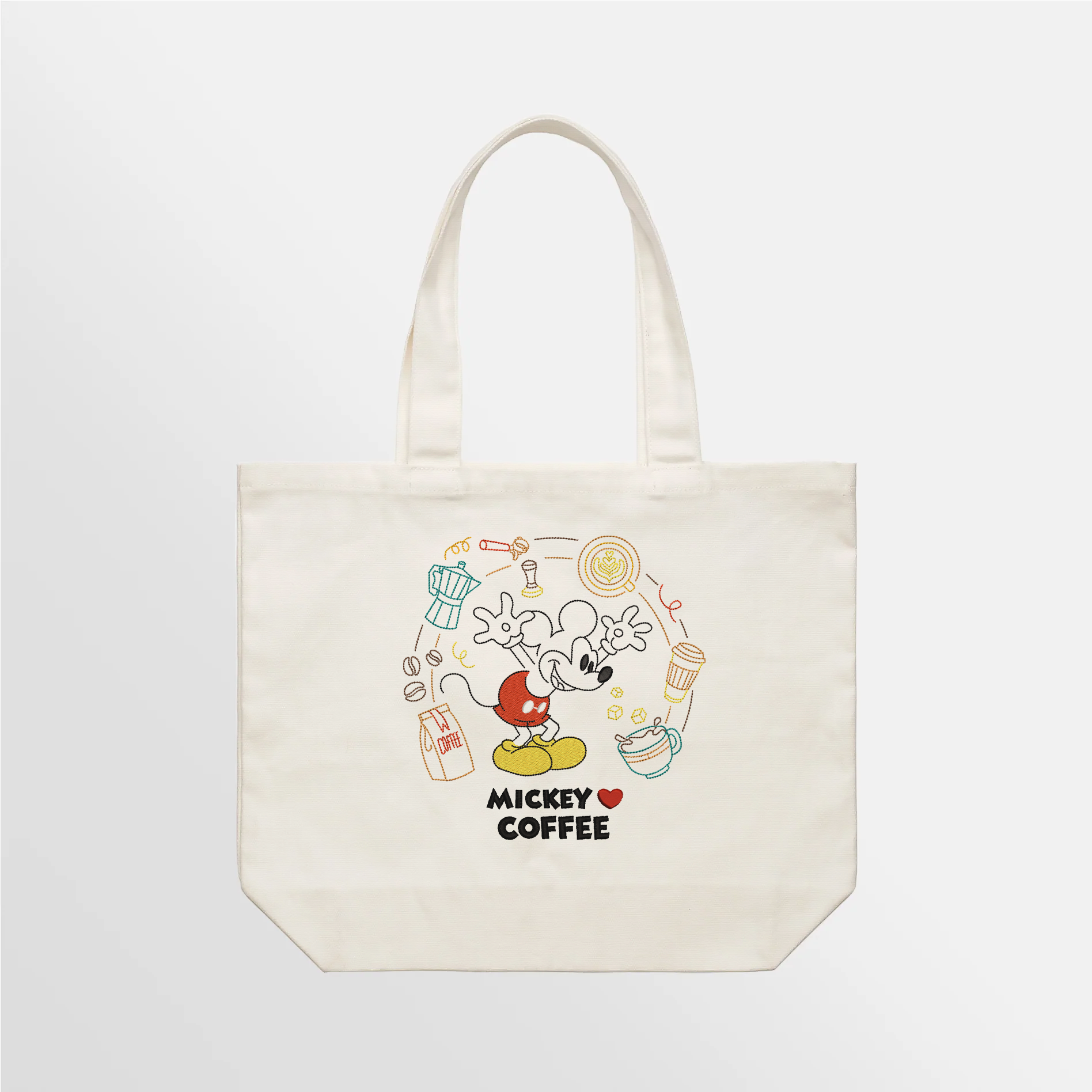 M Loves Coffee Embroidered Tote Bag