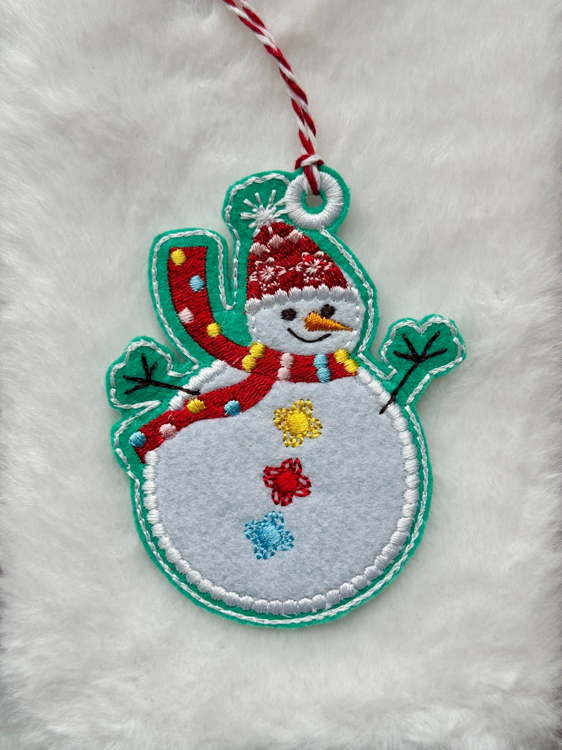 Snowman Embroidered Gift Tag/Ornament - Set of 3, 5, 7