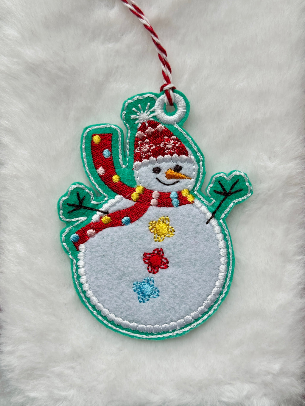 Snowman Embroidered Gift Tag/Ornament - Set of 3, 5, 7