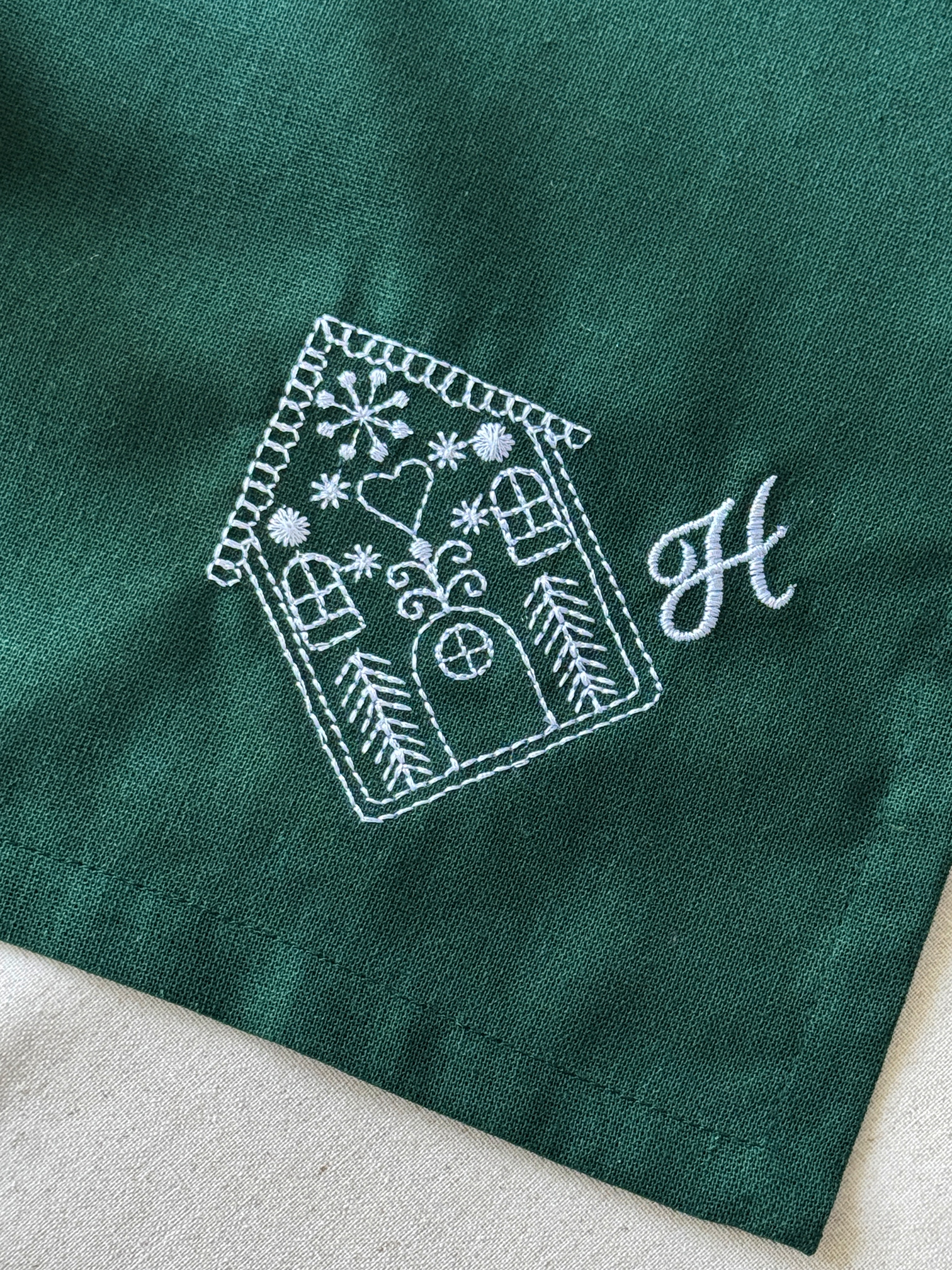 Gingerbread House Embroidered Napkin - Set of 4 - Customizable