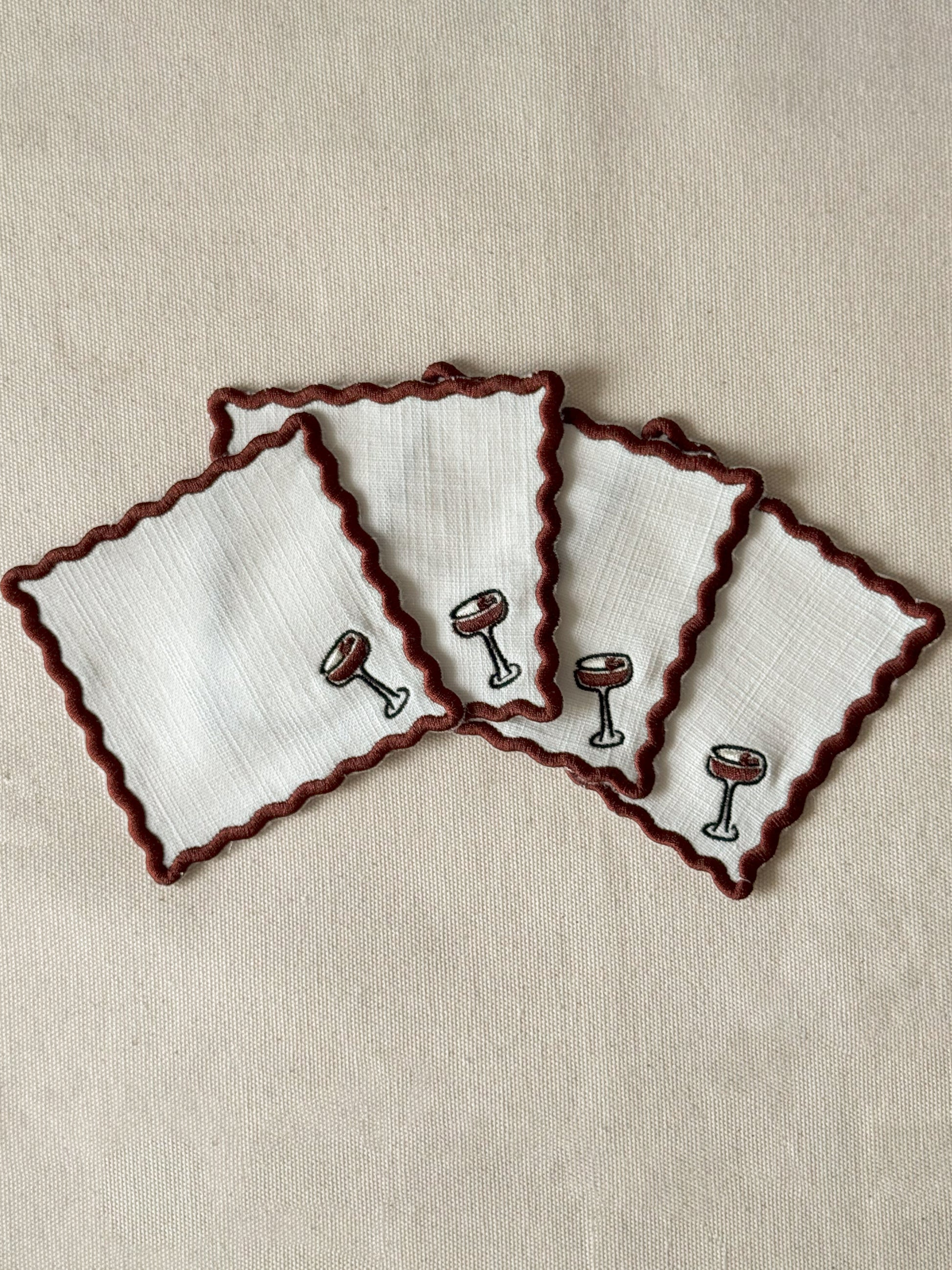 Espresso Martini Embroidered Cocktail Napkin - Set of 4